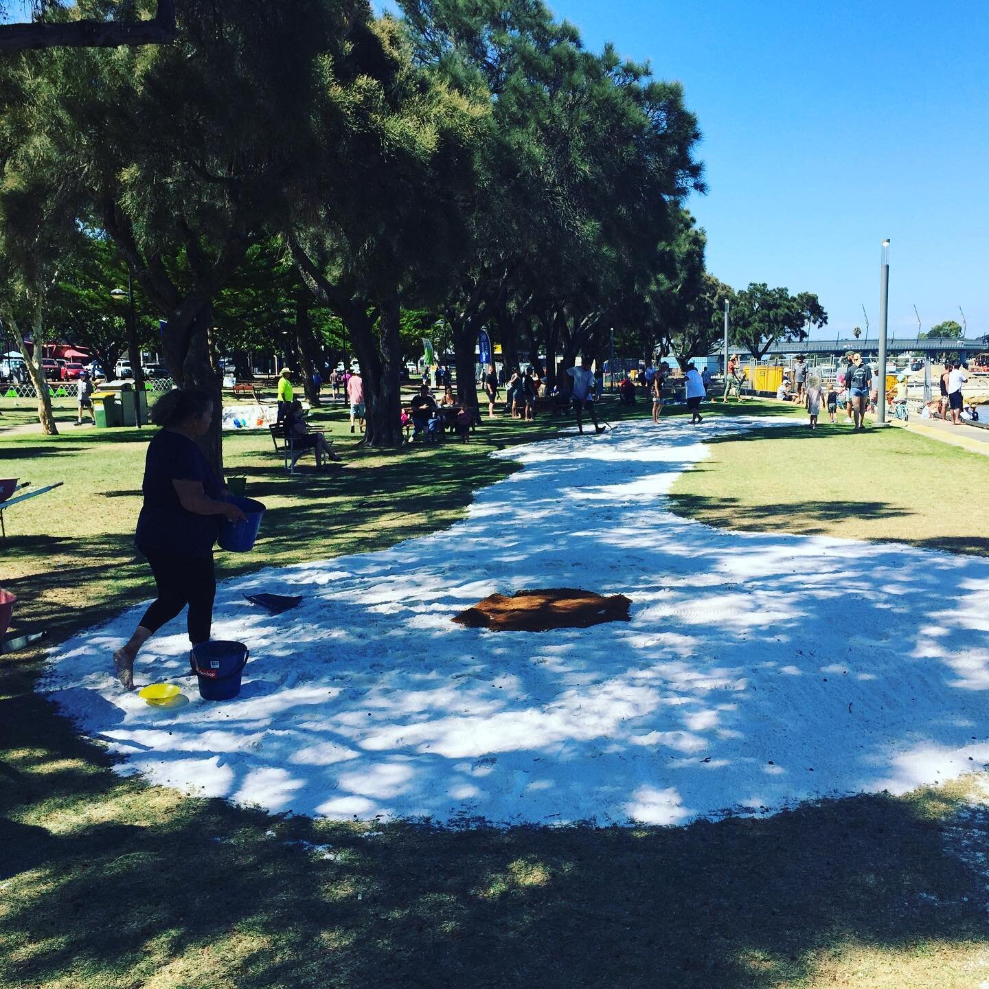 In need of drone aerial photos of Kerry Jetta-Stack &lsquo;s sand mandala- Journey lines symbolising Aboriginal footprints and our journey together . We are at Mandurah foreshore East - currently working together -wed be really grateful - will be loo