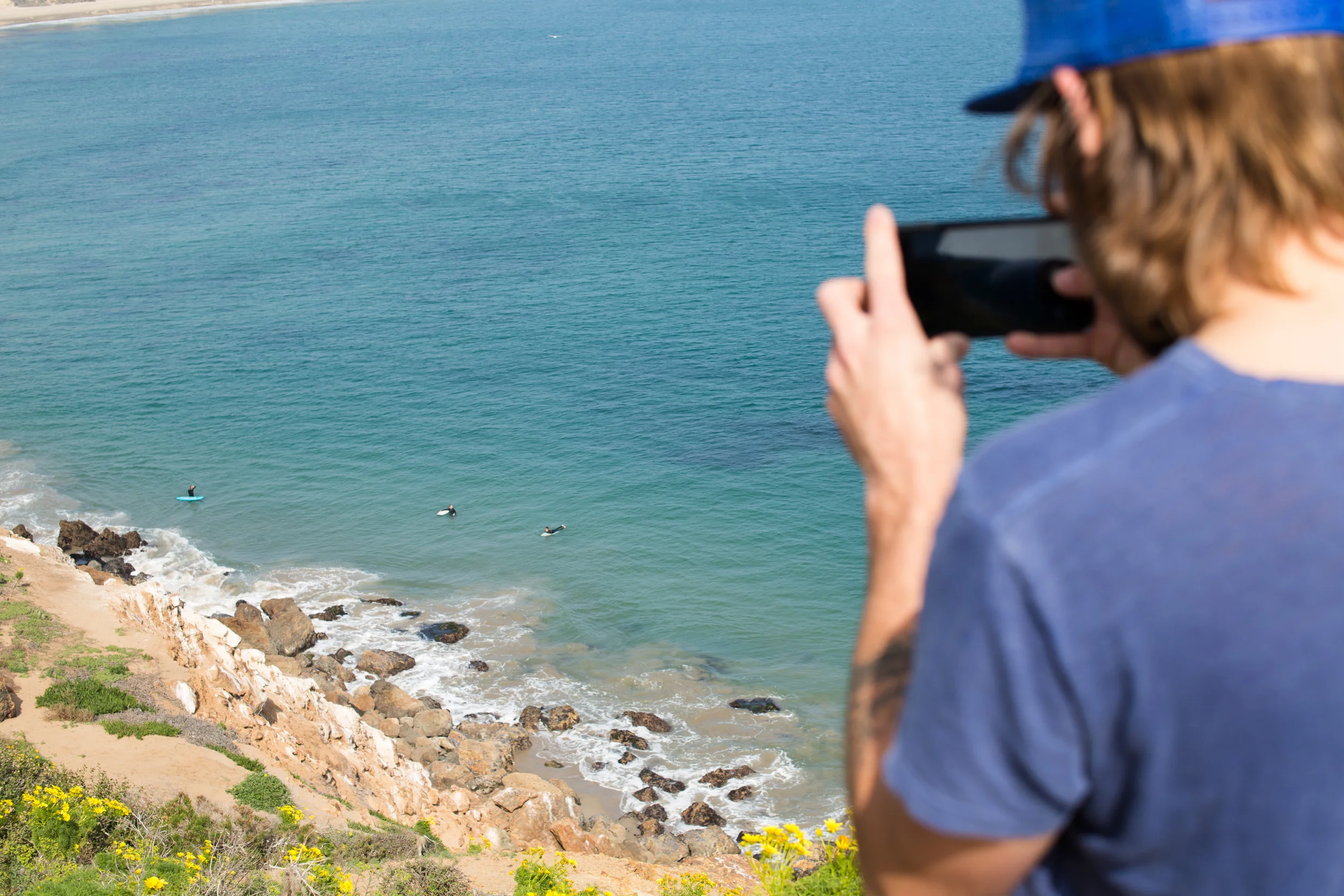 He seems to always know where the surfers will be hiding.