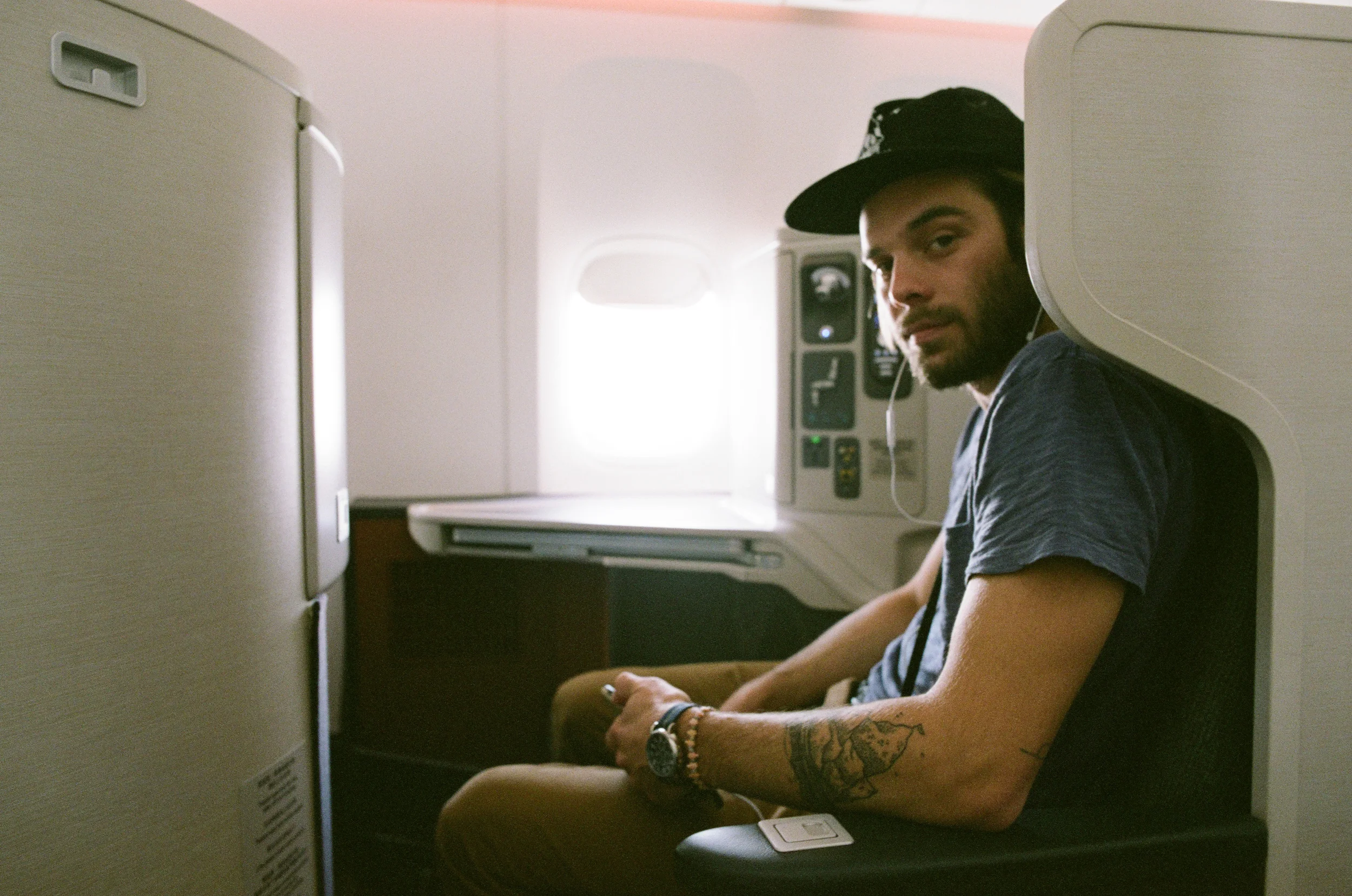 Packed and ready my good friend/cinematographer/world traveler Derek Street took the window seat on the long flight to Hong Kong. &nbsp;This guys been all over the world, he's a great shooter and always has my back, it's always an honor to get to wo…