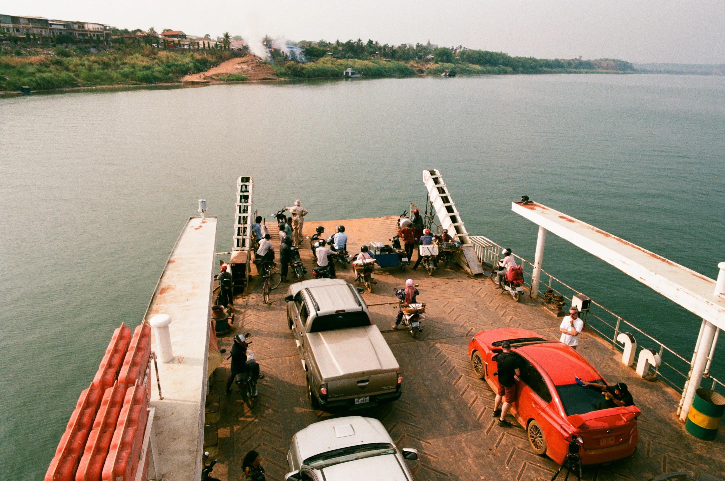 Crossing the Mekong is certainly a moment to remember. &nbsp;Yes, the shore is on fire. &nbsp;
