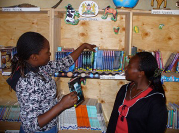  Libraries are a rare, precious resource in rural Kenya. BEADS Interns do everything from cataloging new arrivals to leading book clubs to giving lessons on research. Here, interns Diana and Carolyn unpack and catalog a new shipment of sponsor-donate