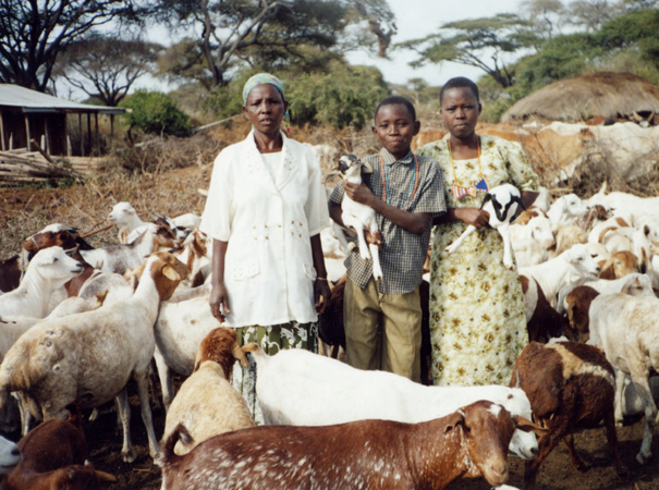  The family with their goats in their boma near Kimana in eastern Kenya. Sanaipei was not yet sponsored by BEADS. 