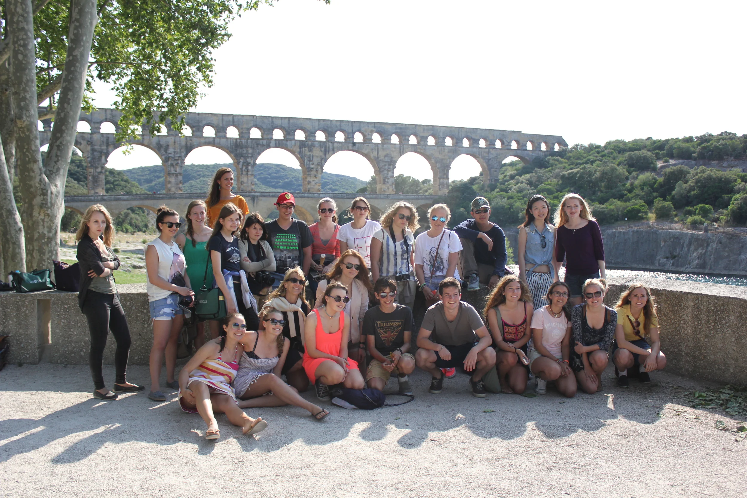 The Pont du Gard, an ancient Roman aqueduct.
