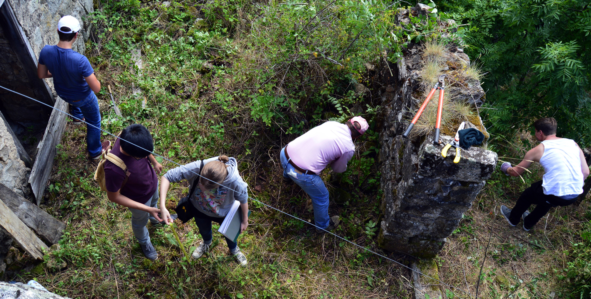 architecture students surveying a site