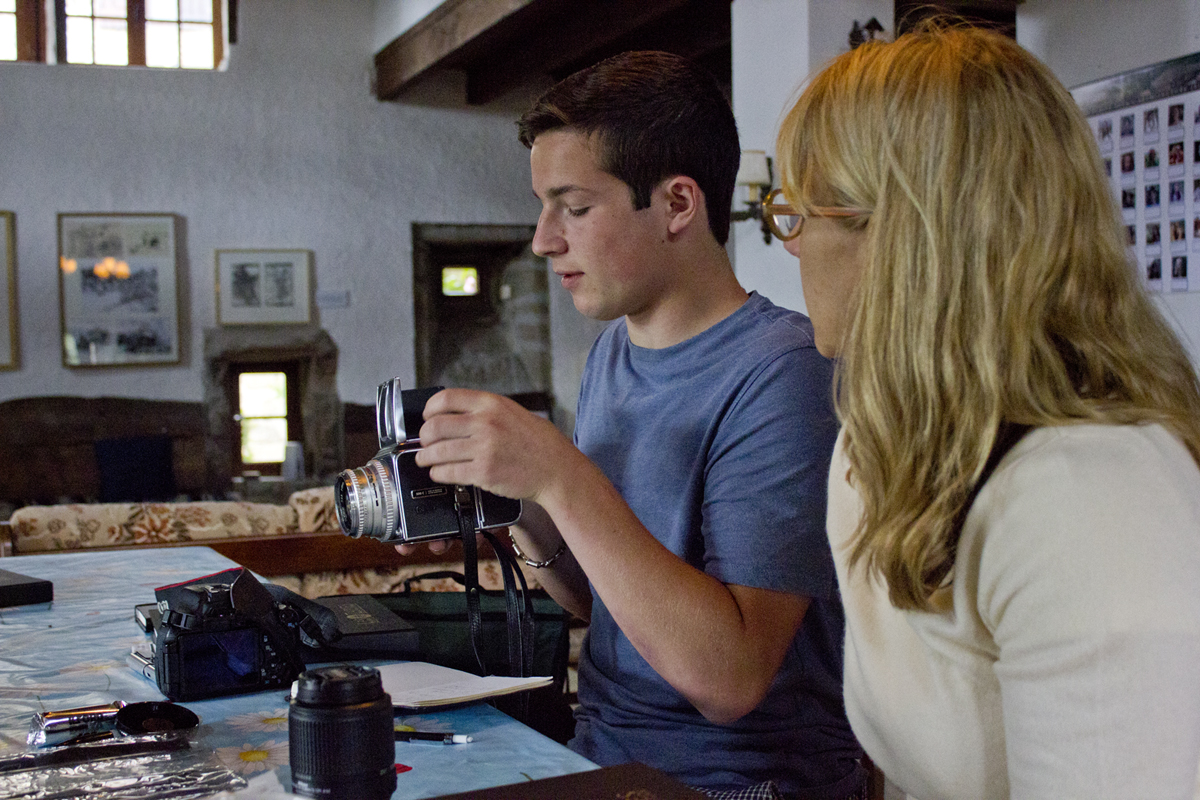 A student working with visiting photographer Sally Gall