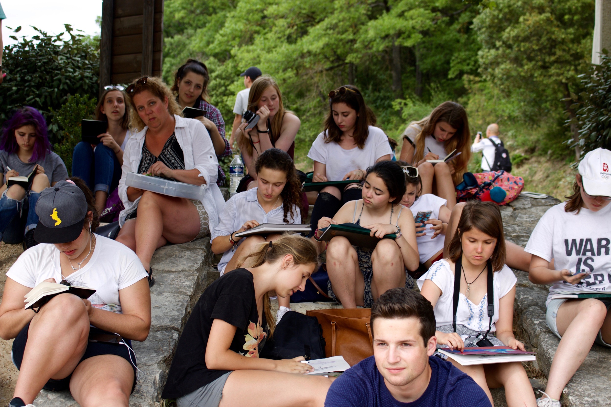 Group sketching session of the Abbey.