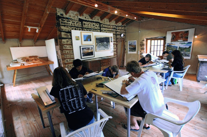  high school students working in the architecture studios at les tapies, france 