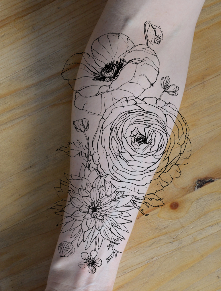 152 Flowers Outline Tattoo Stock Photos  Free  RoyaltyFree Stock Photos  from Dreamstime
