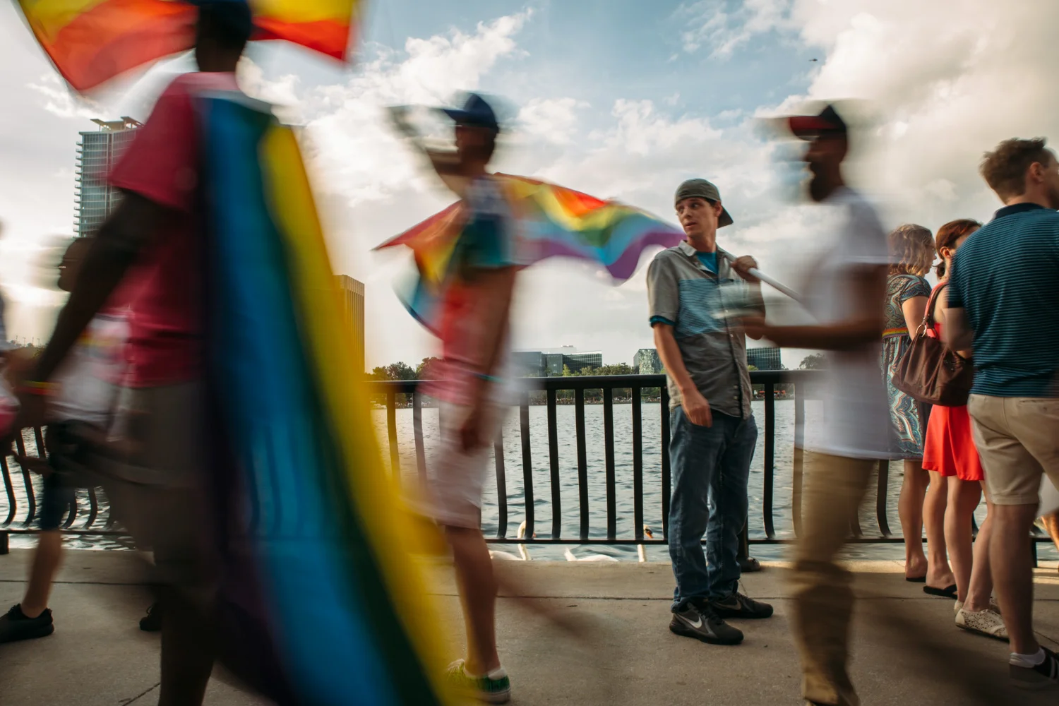 Many wore and displayed pride flags in support of the Pulse victims and equality. 