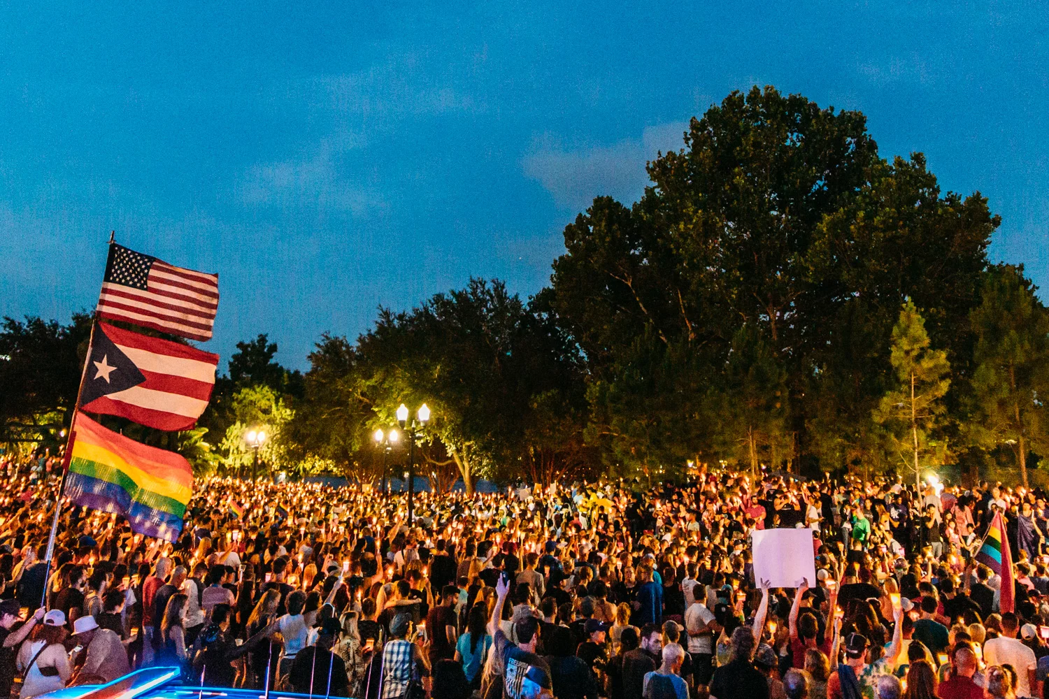 Thousands held their candles up during the silent vigil at the end of the ceremony.