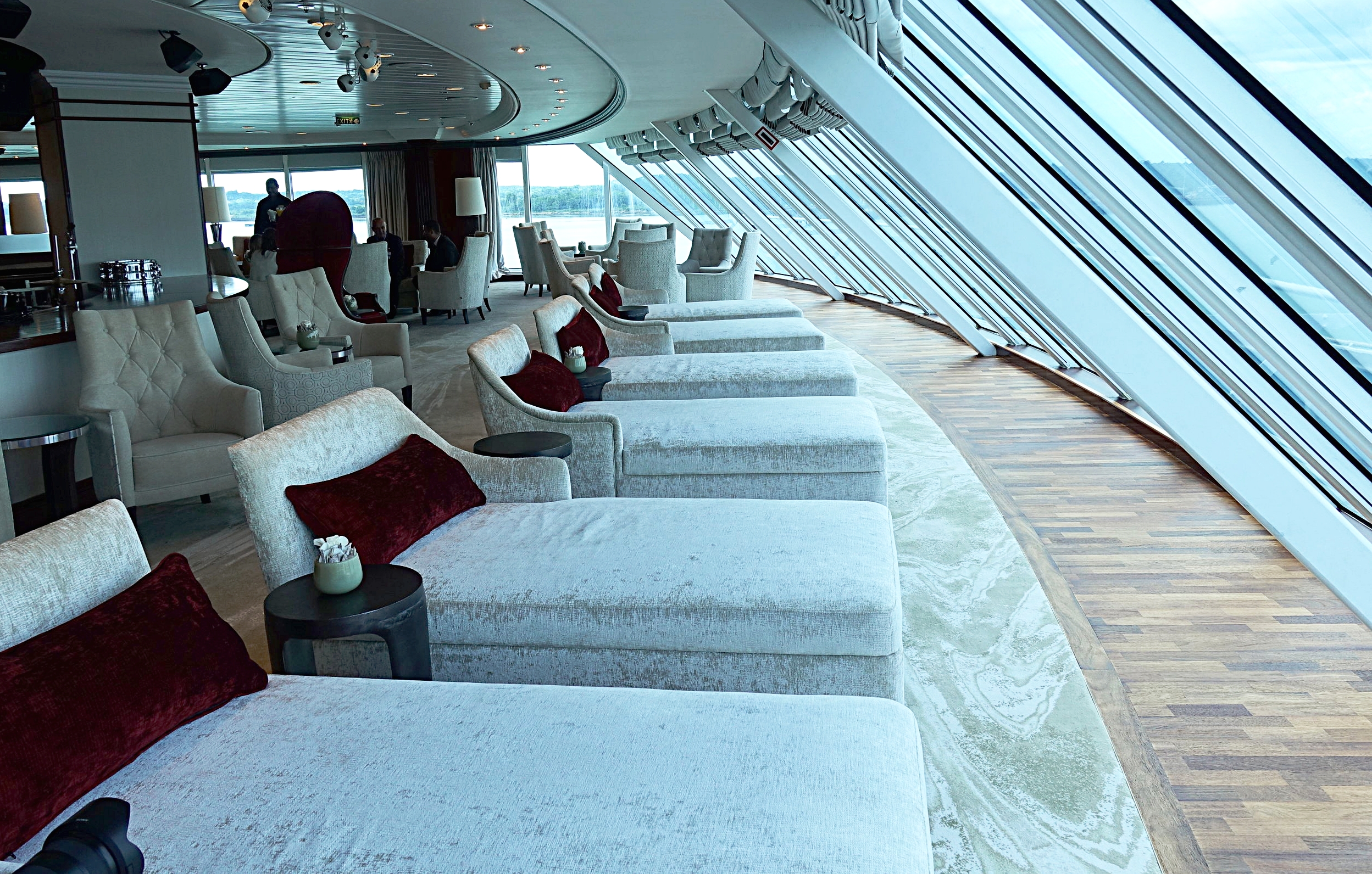  Sumptuous daybeds with a panoramic view over the bow of the ship.  