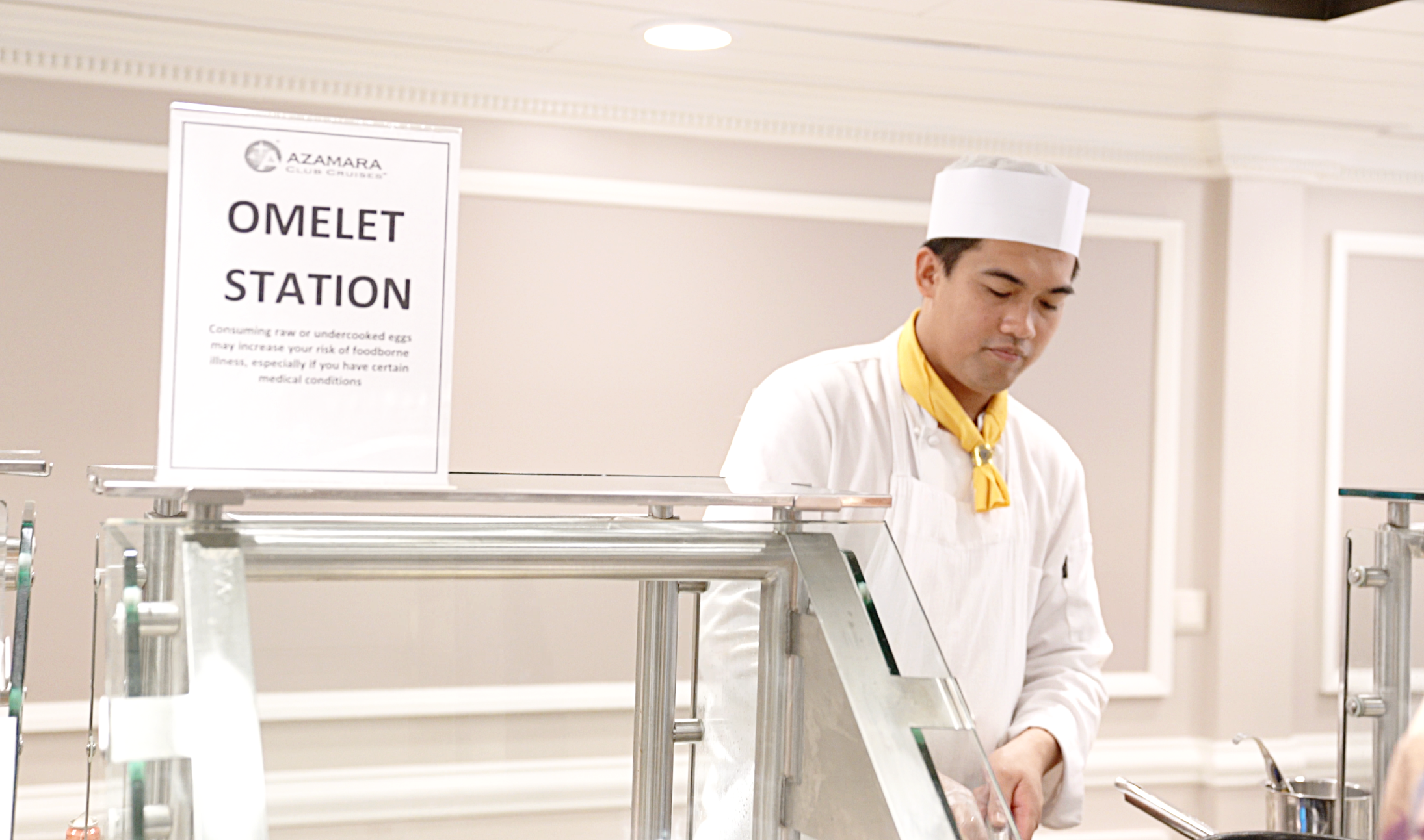 The very popular Omelet station in the Windows cafe.
