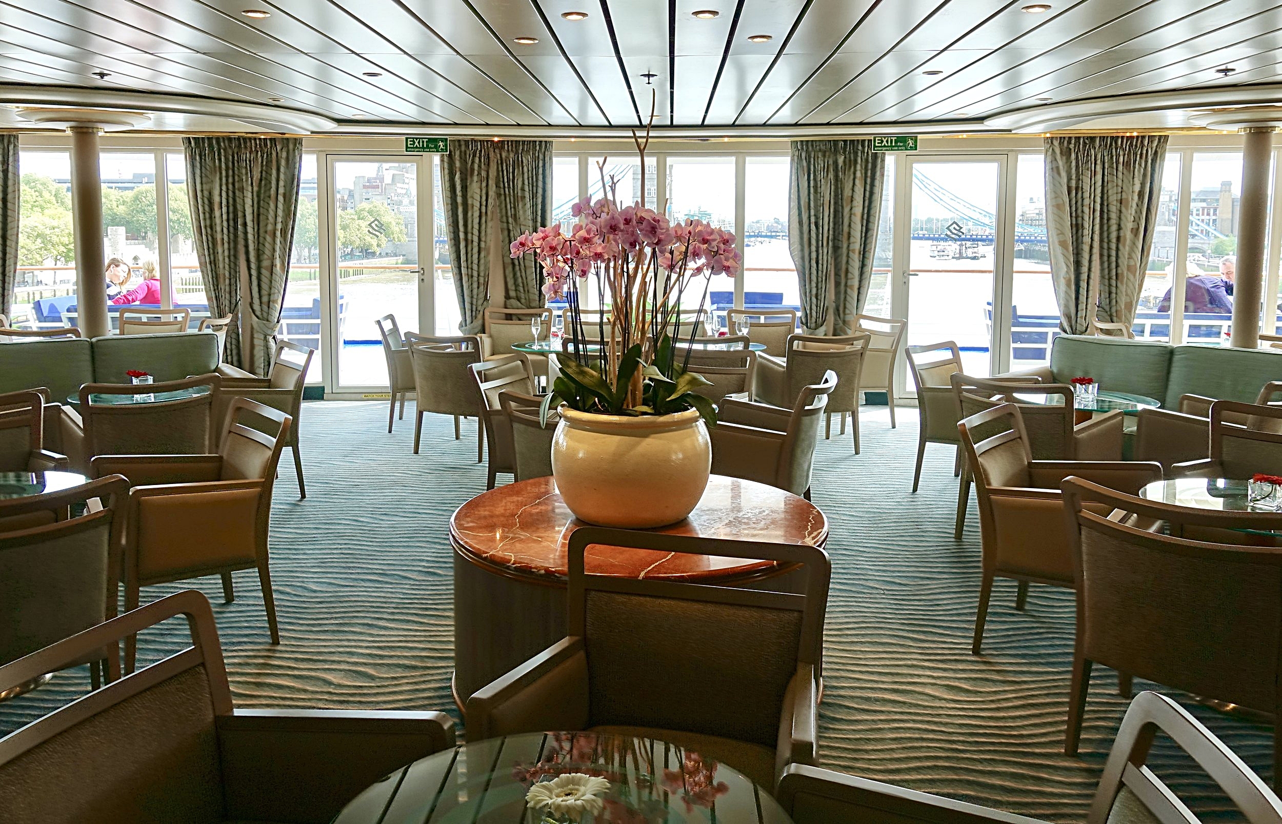  The beautiful Panorama Lounge, the hub of the ship.  