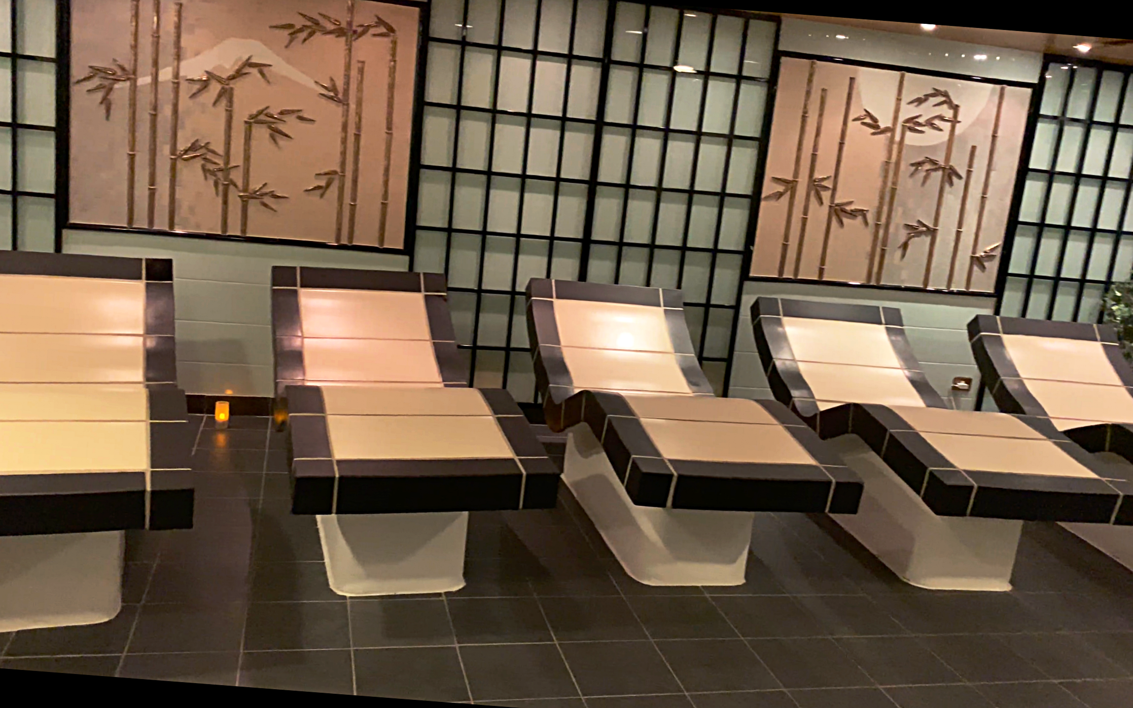  Heated beds in the inside spa area.  