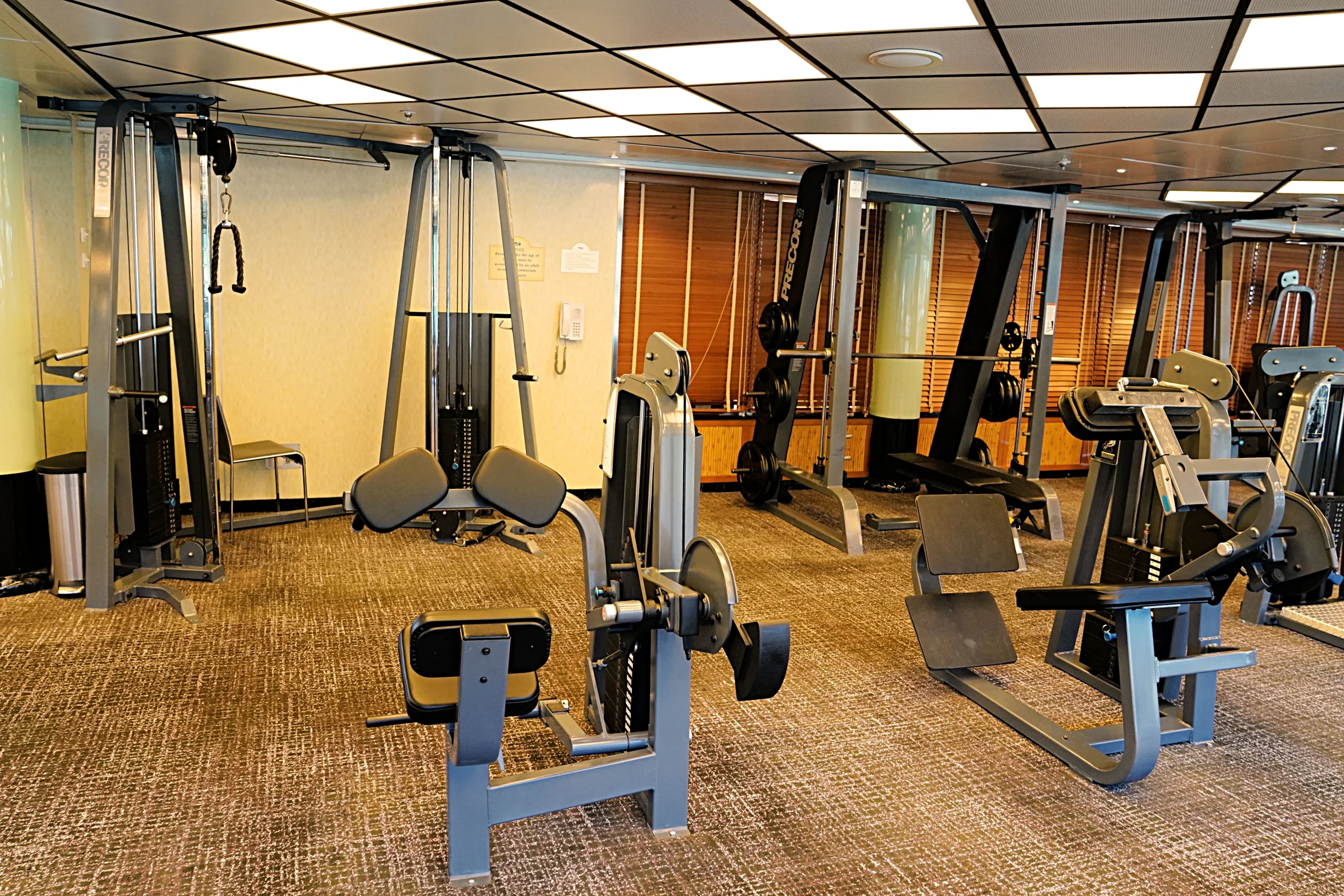 The well equipped and spacious gym.