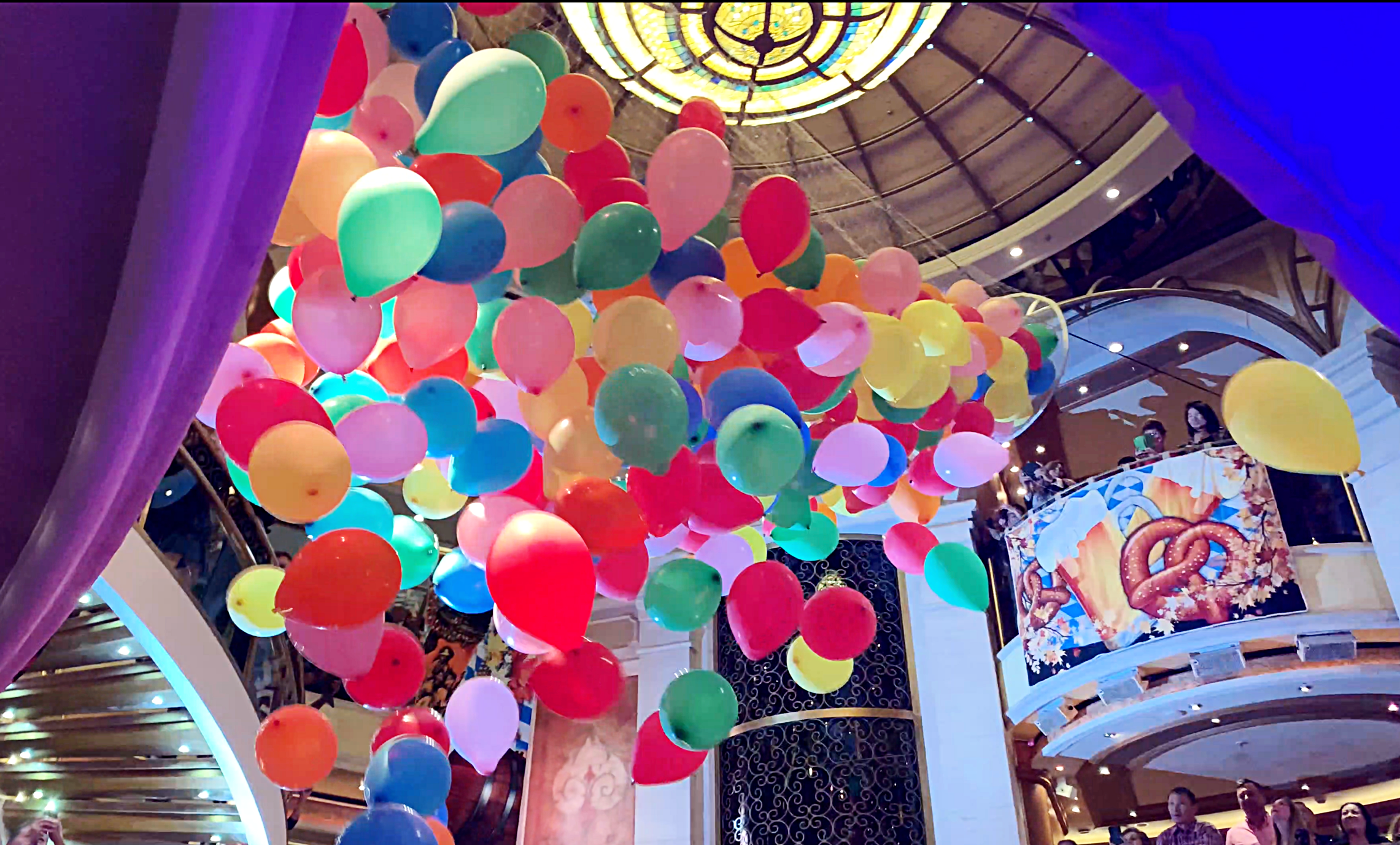 And continues with the colourful balloon drop!
