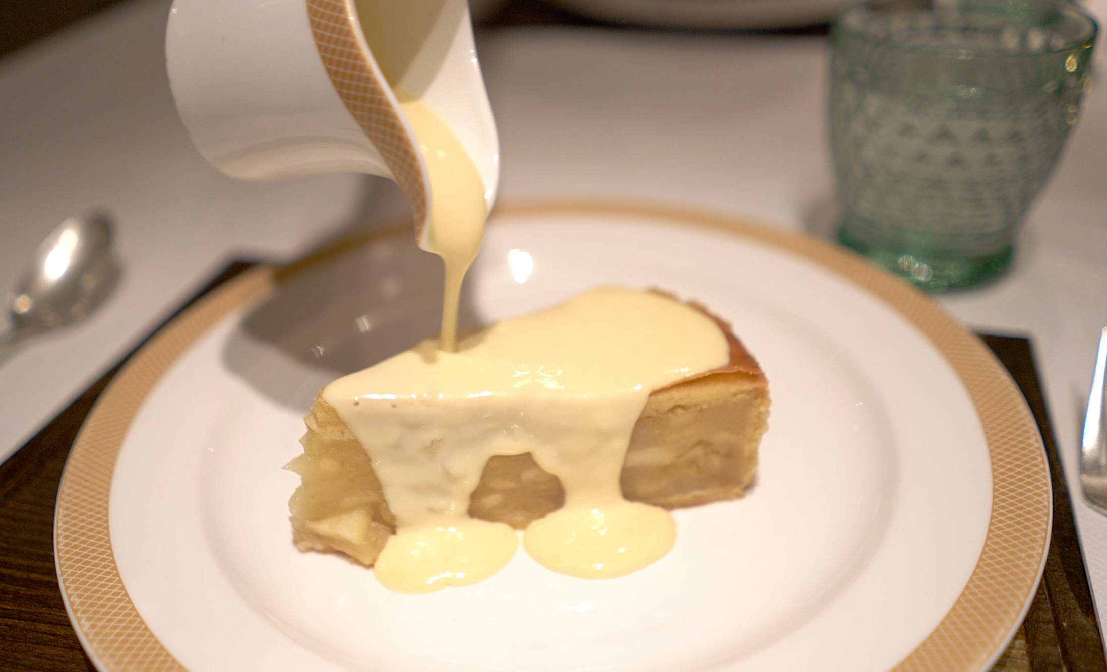 Classic and delicious, apple pie and custard.