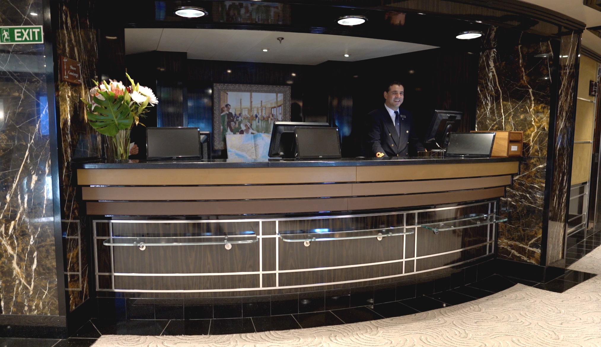 Reception desk, very rarely any queues and always a smiling face.