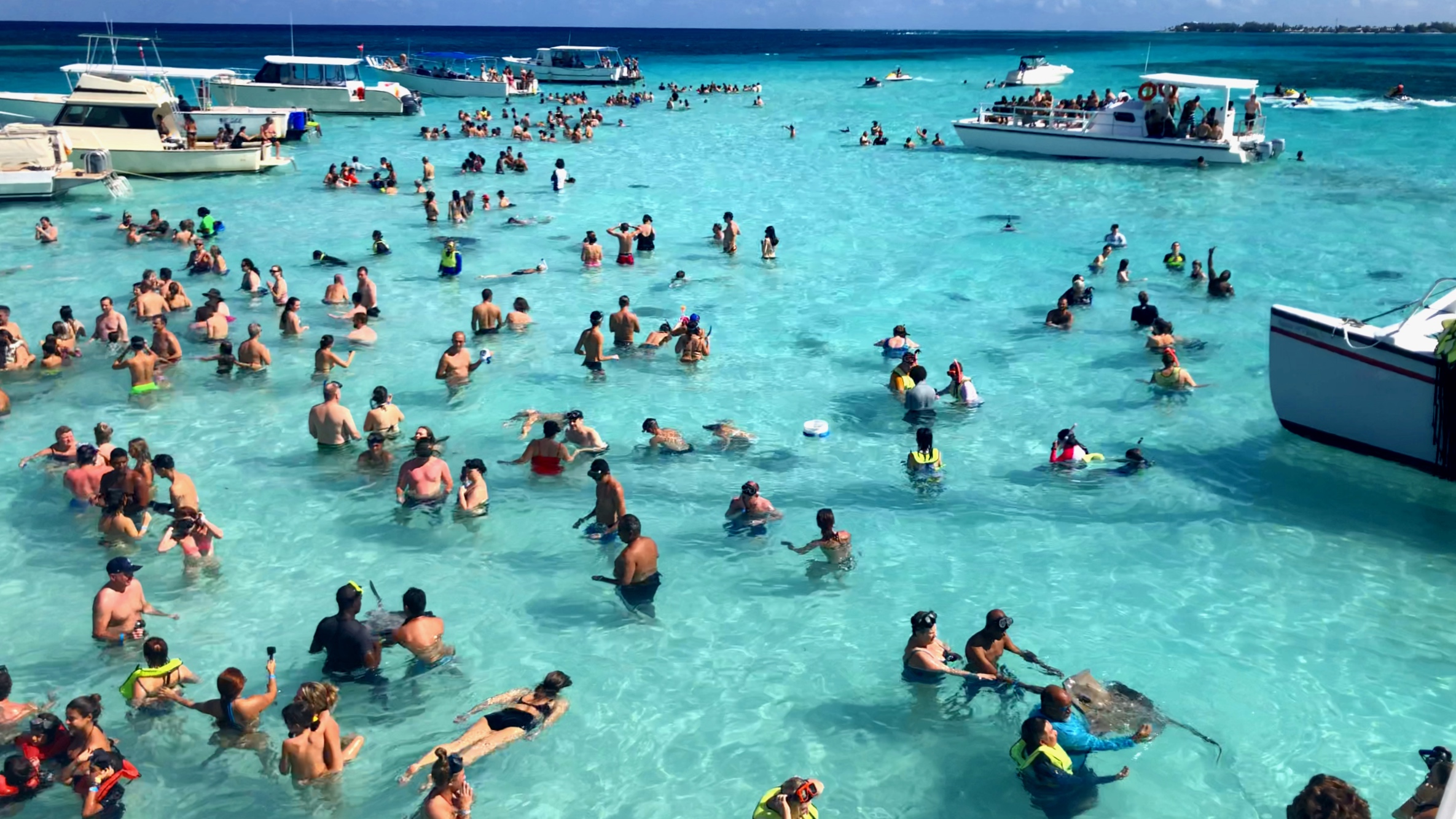 Stingray City sandbank - a tourist hot spot.