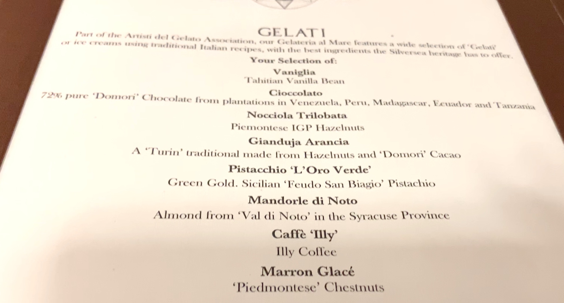 Atlantide gelato selection.