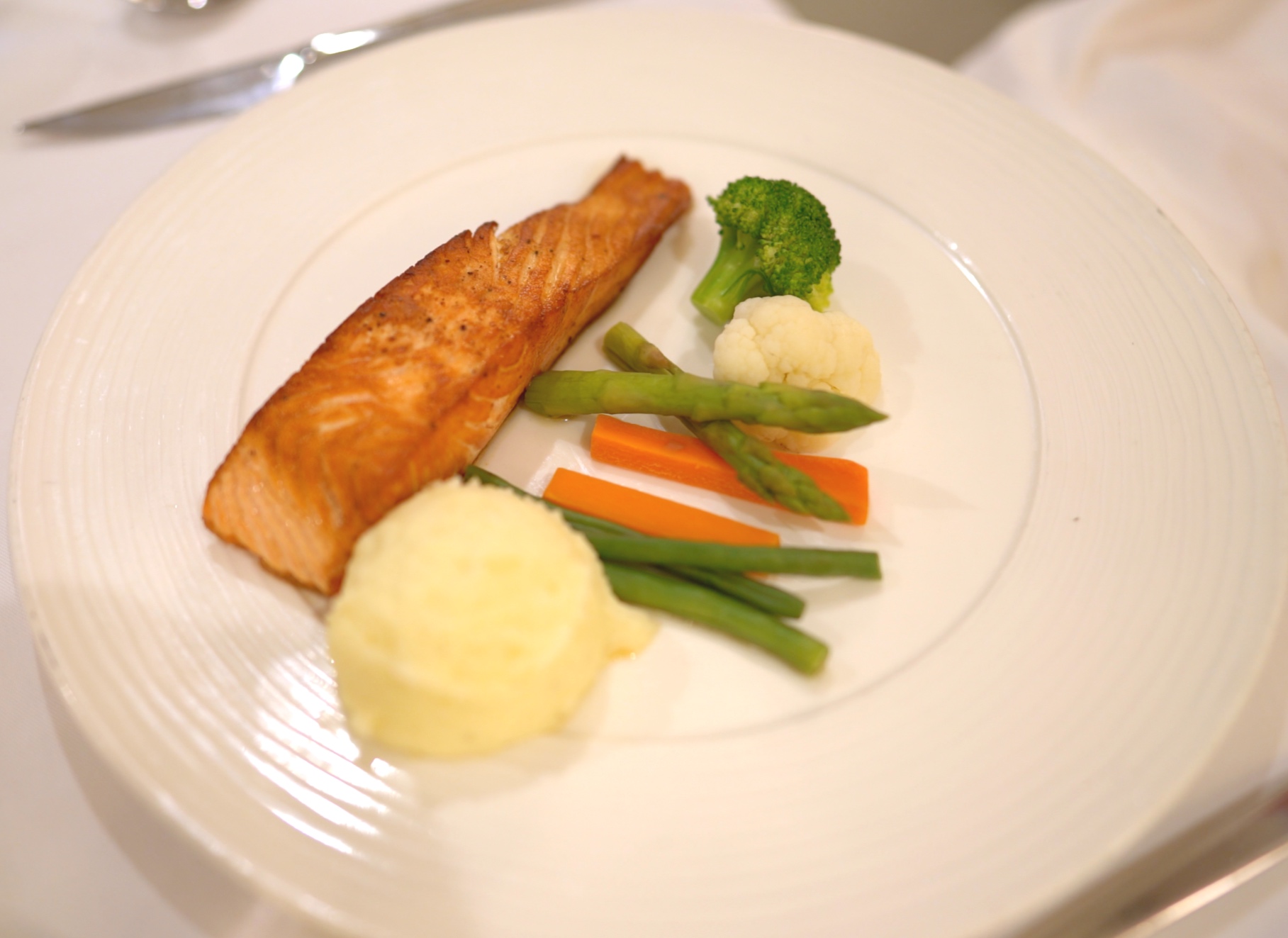  In-suite grilled salmon and vegetables.  