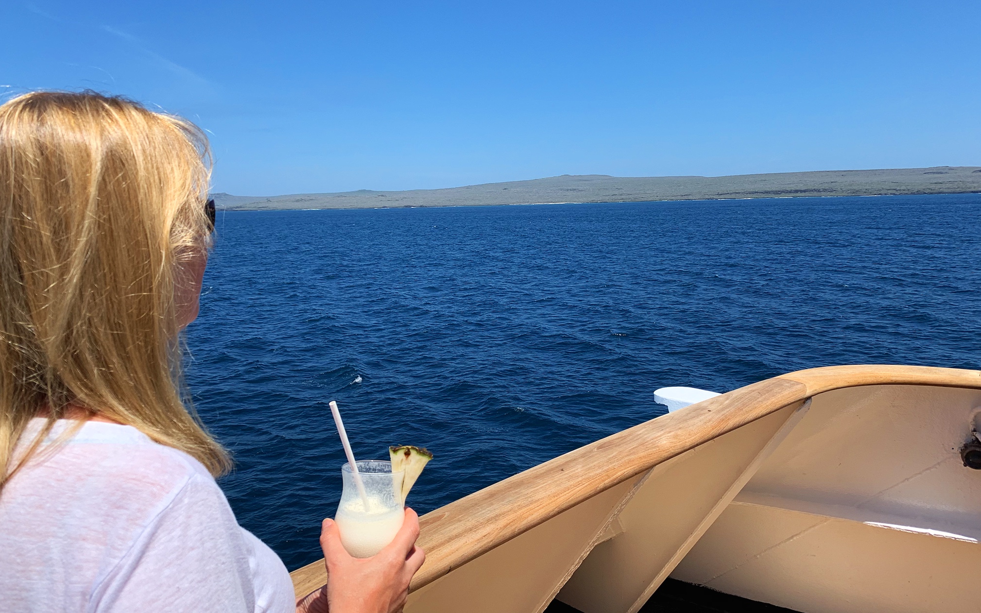  Enjoying a cocktail during sailaway.  