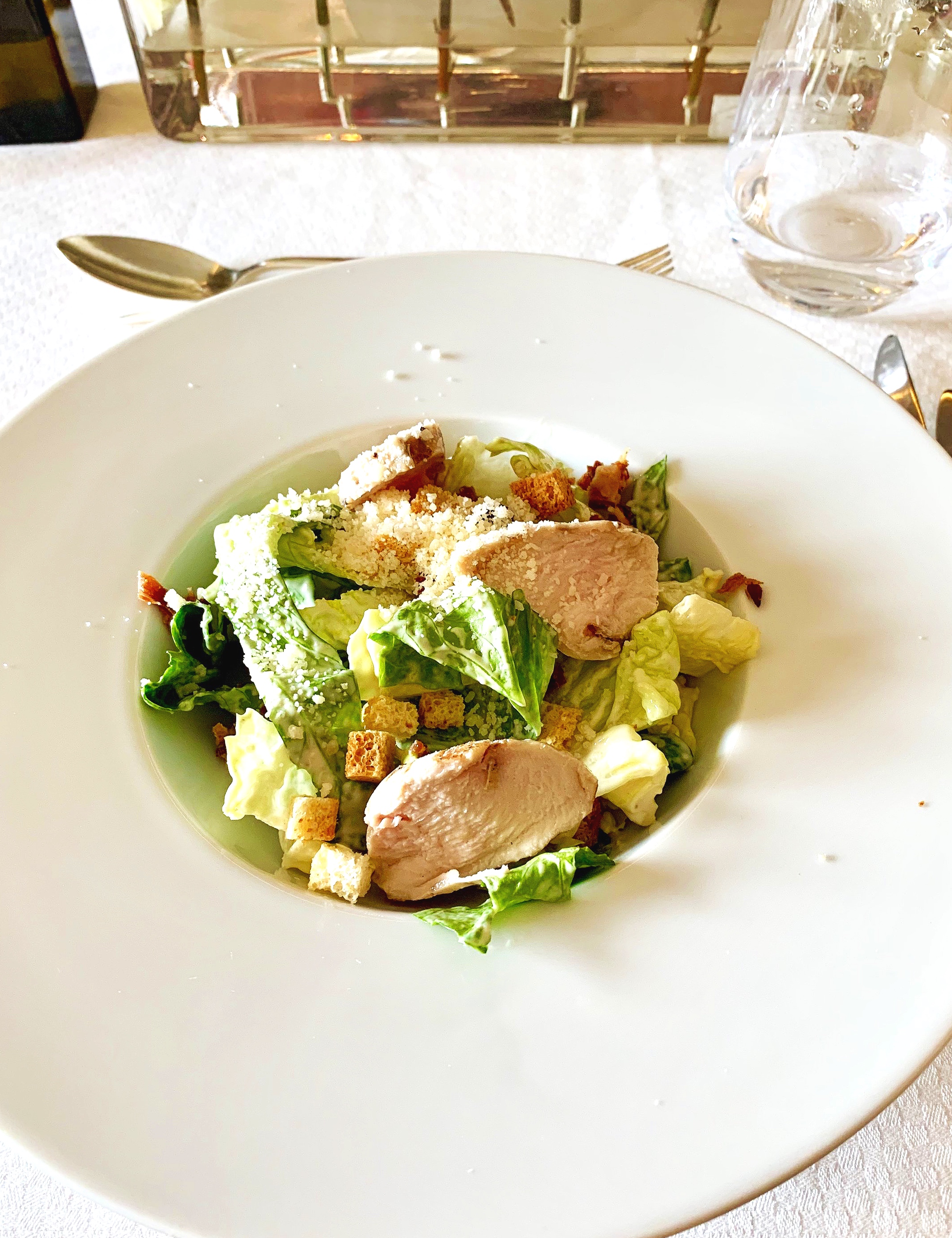  Delicious chicken Caesar salad.  