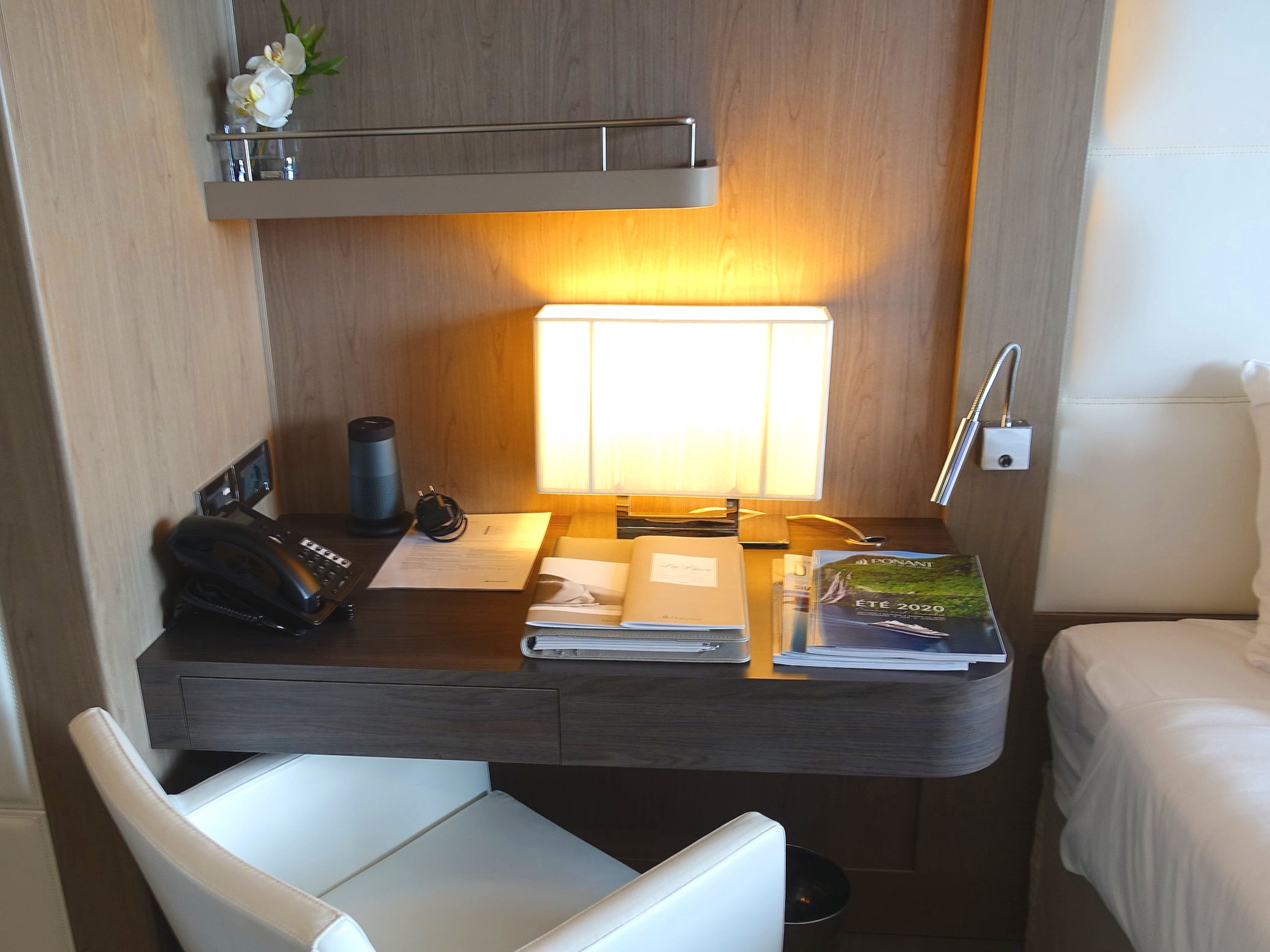  A lovely little in-suite desk area beside the bed. 