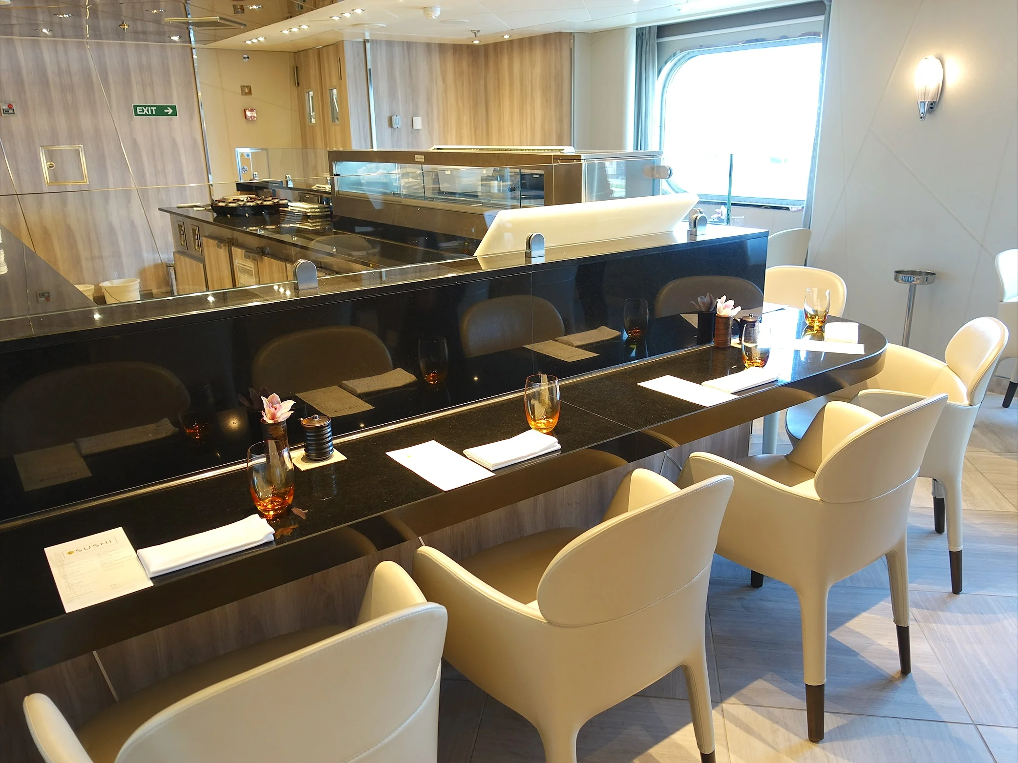 The Sushi food preparation bar.