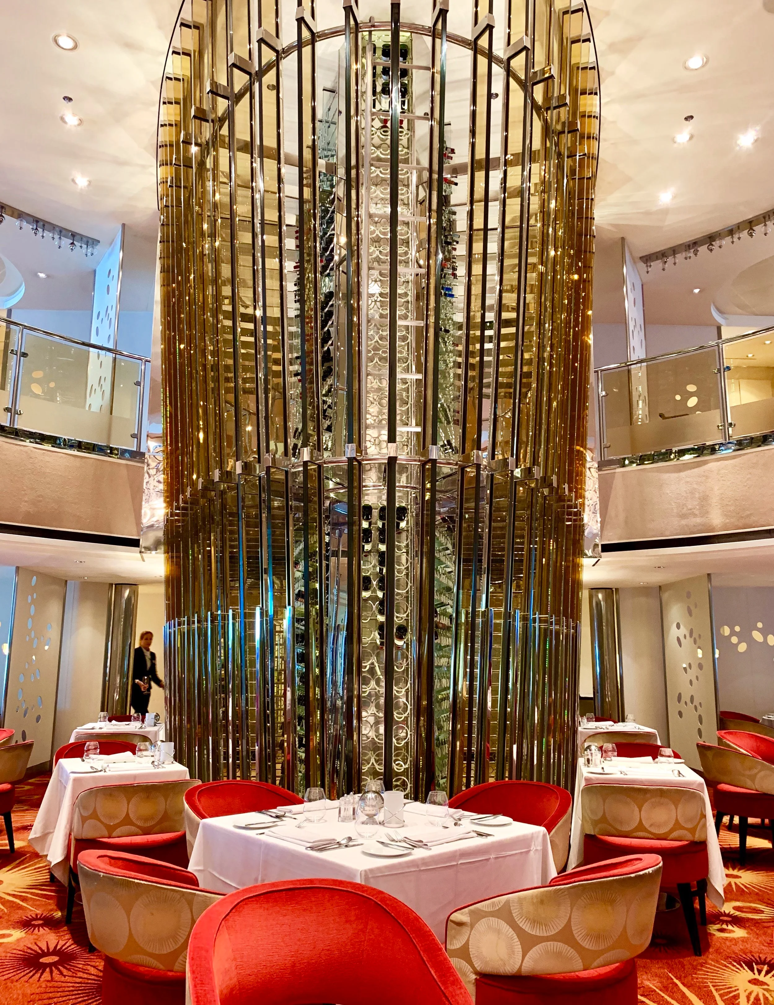 The very grand wine tower takes centre stage in the Grand Cuvee restaurant.