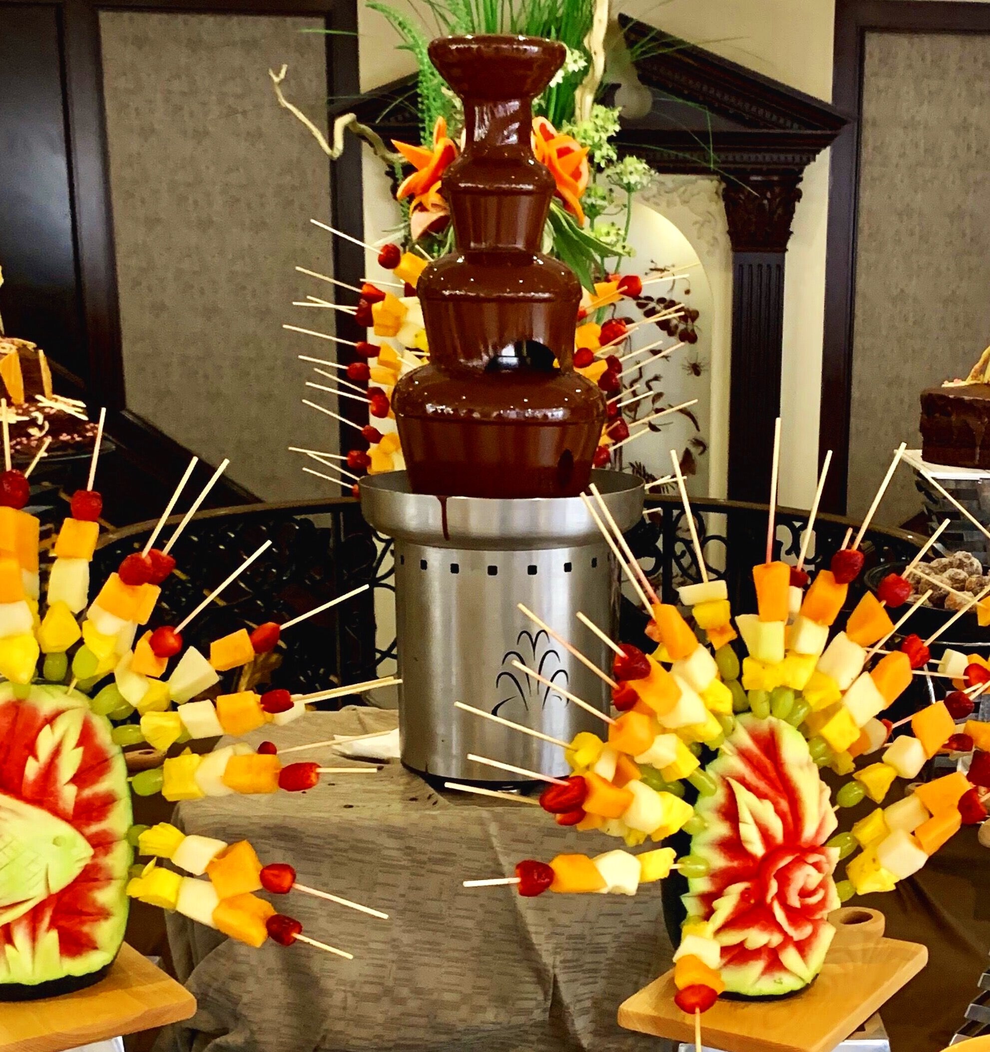 No chocolate buffet is complete without a chocolate fountain. 