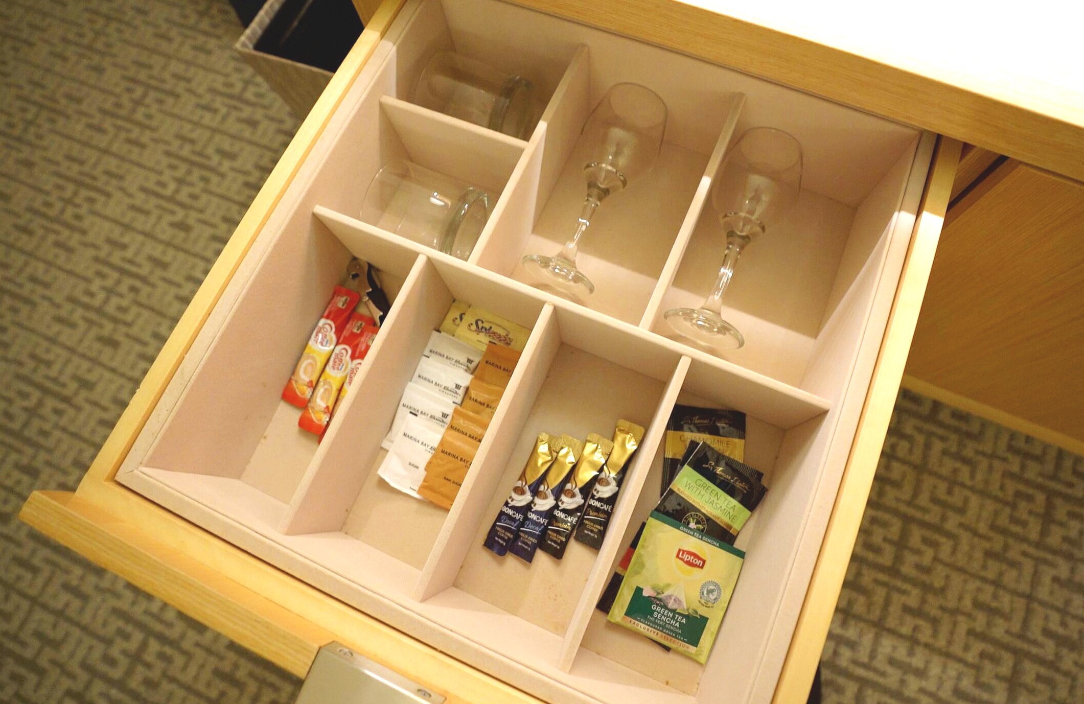 The in room refreshments drawer
