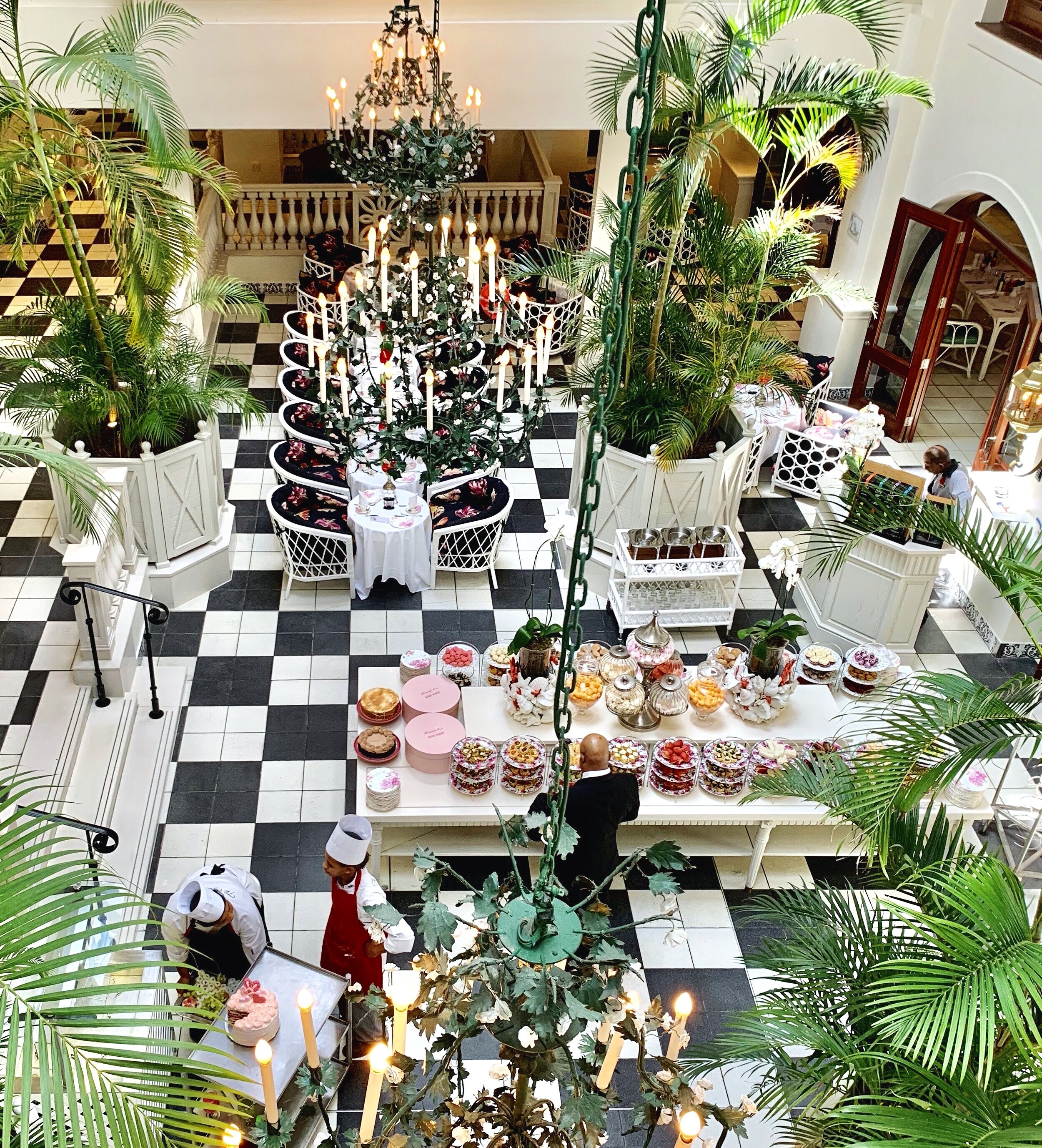  Looking down on Palm Court, the venue for afternoon tea.  