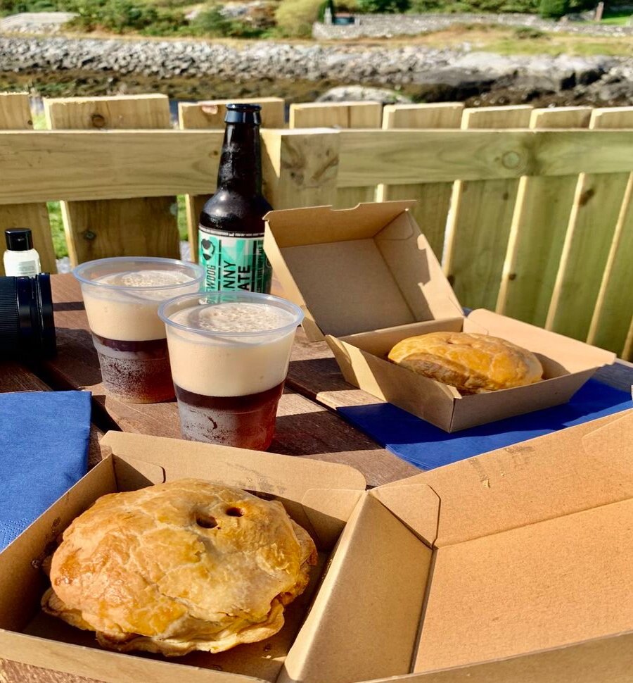 Pie and beer (alcohol free obviously - we're driving)