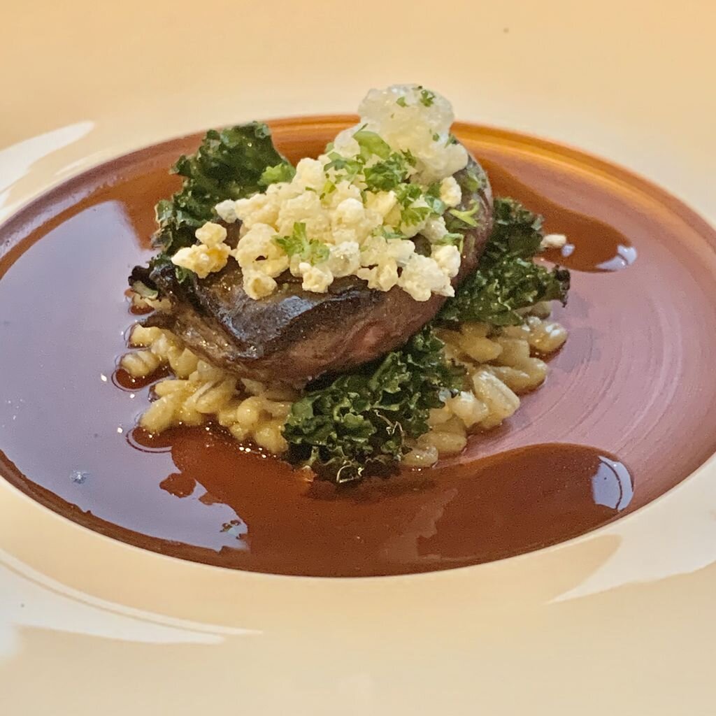  Pigeon with pearl barley - look at the shine on that sauce  