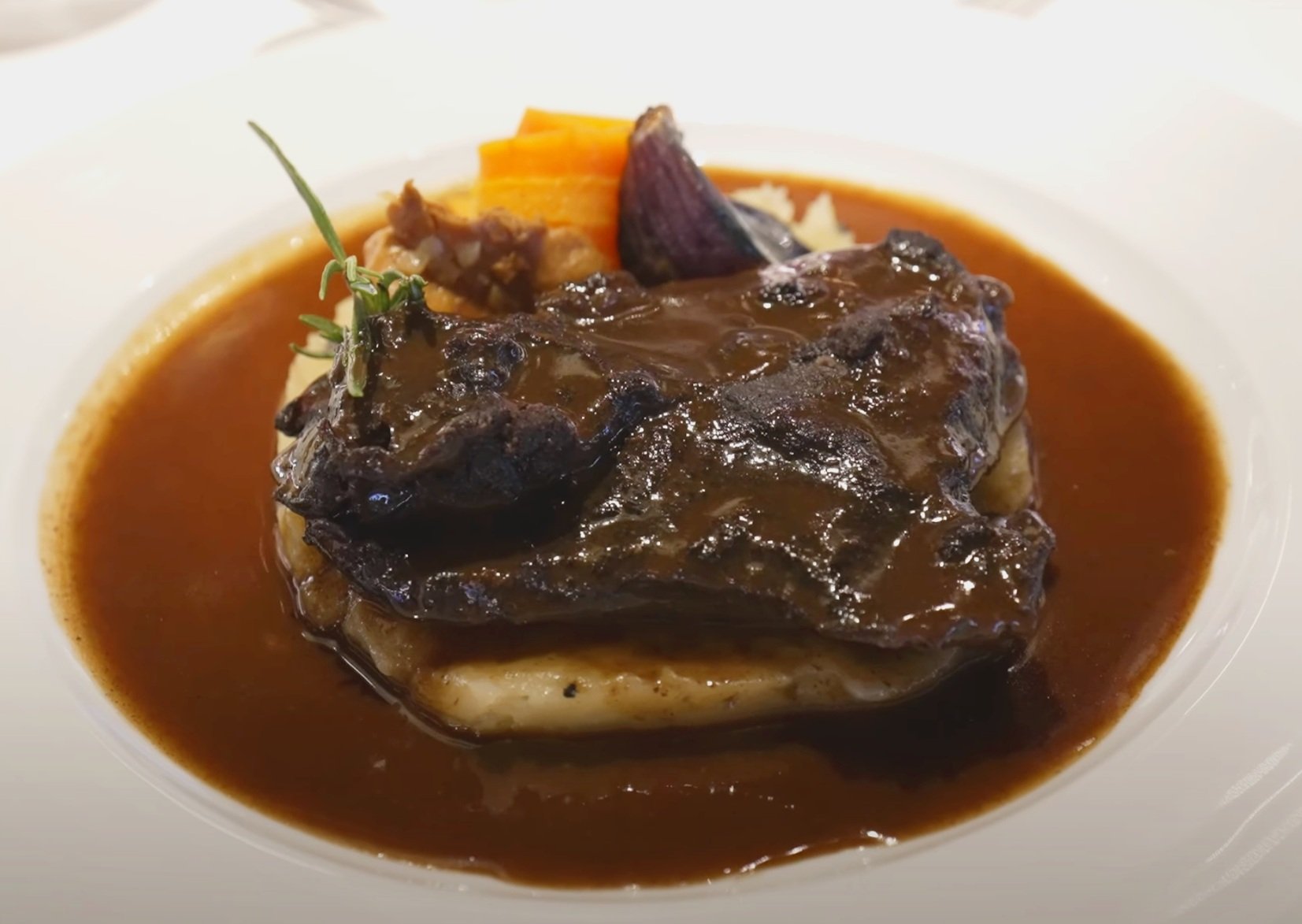  The main course - Bourguignon beef cheek on crushed potato with truffle 