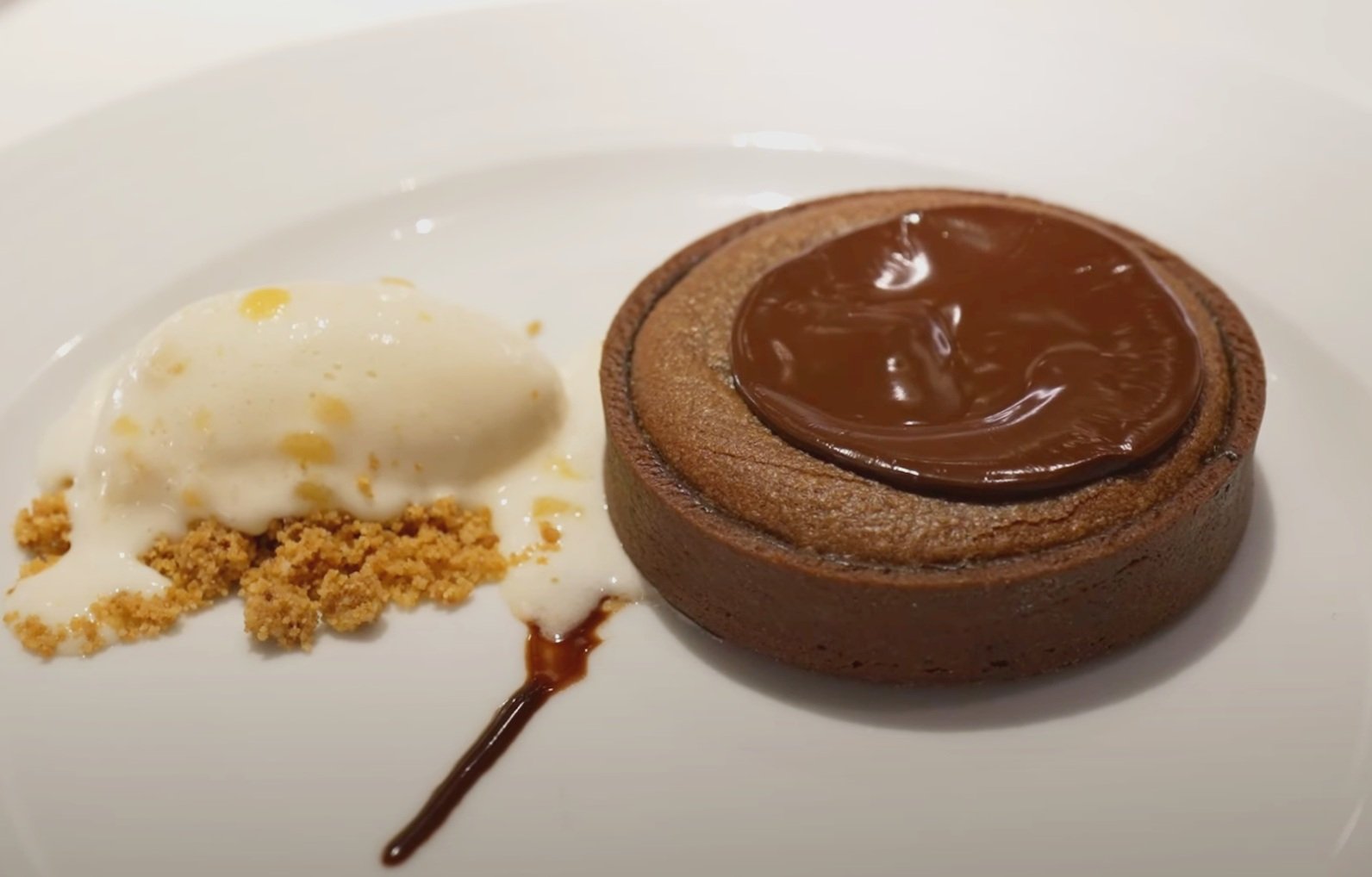 Delicious and rich chocolate tart dessert.