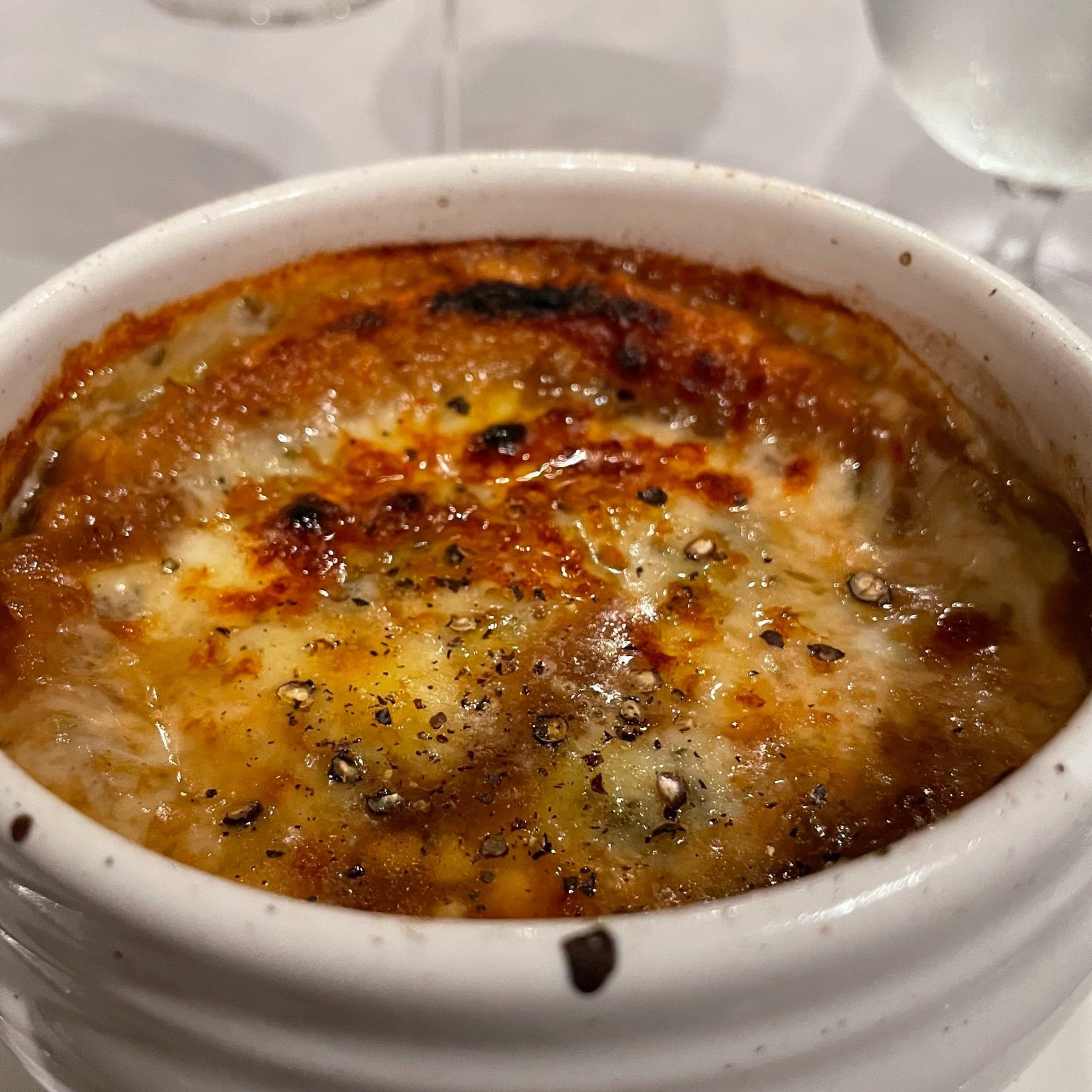 The black and blue onion soup