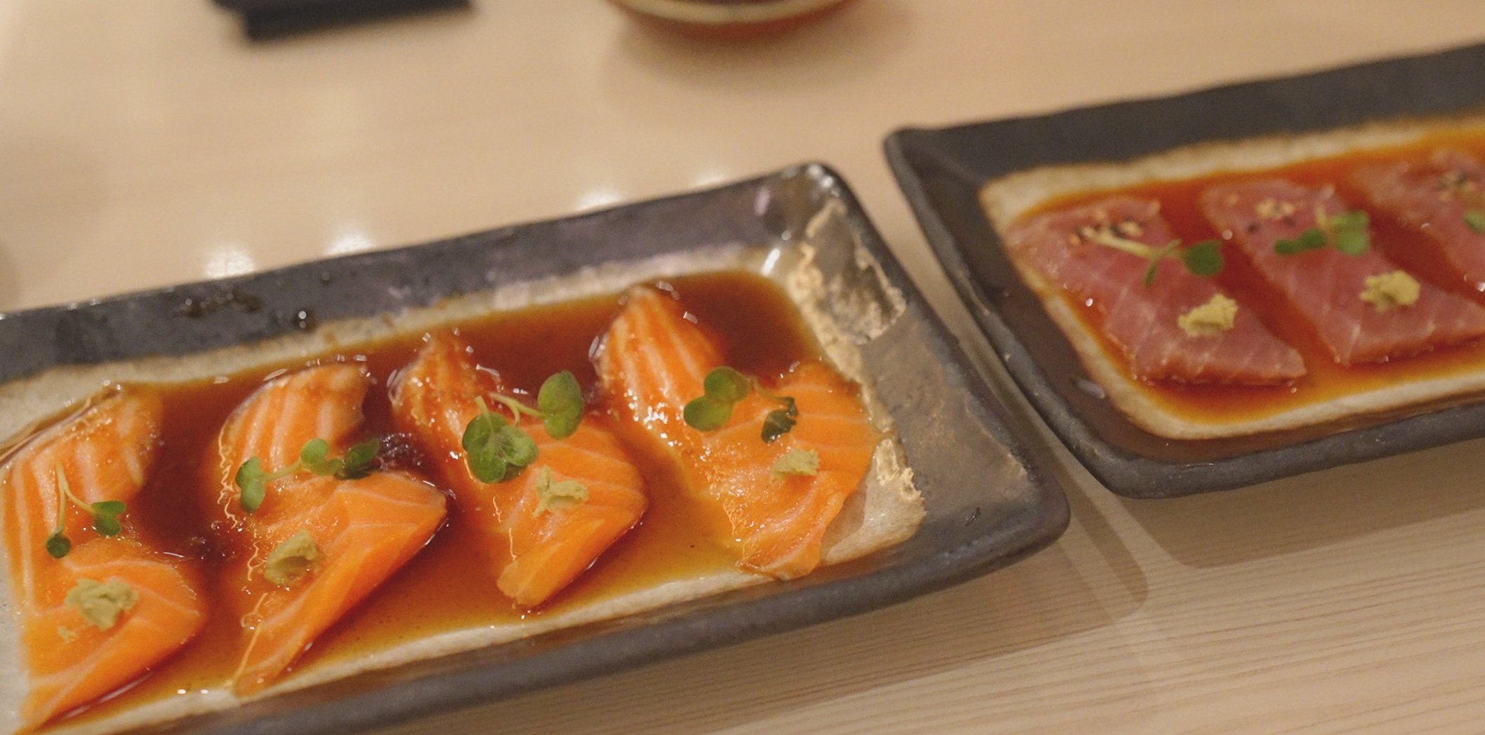 Salmon and tuna sashimi