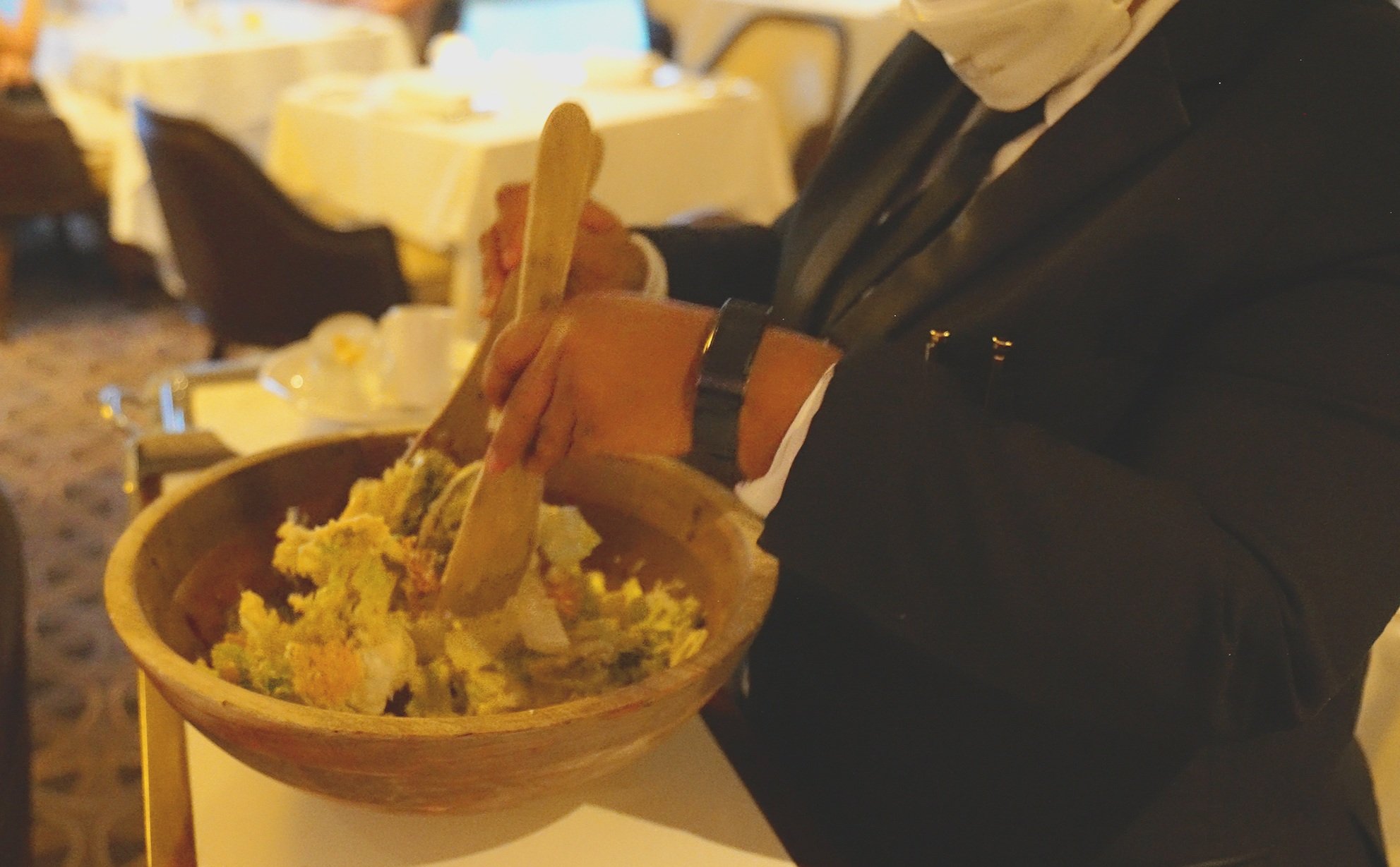 Caesar salad prepared tableside