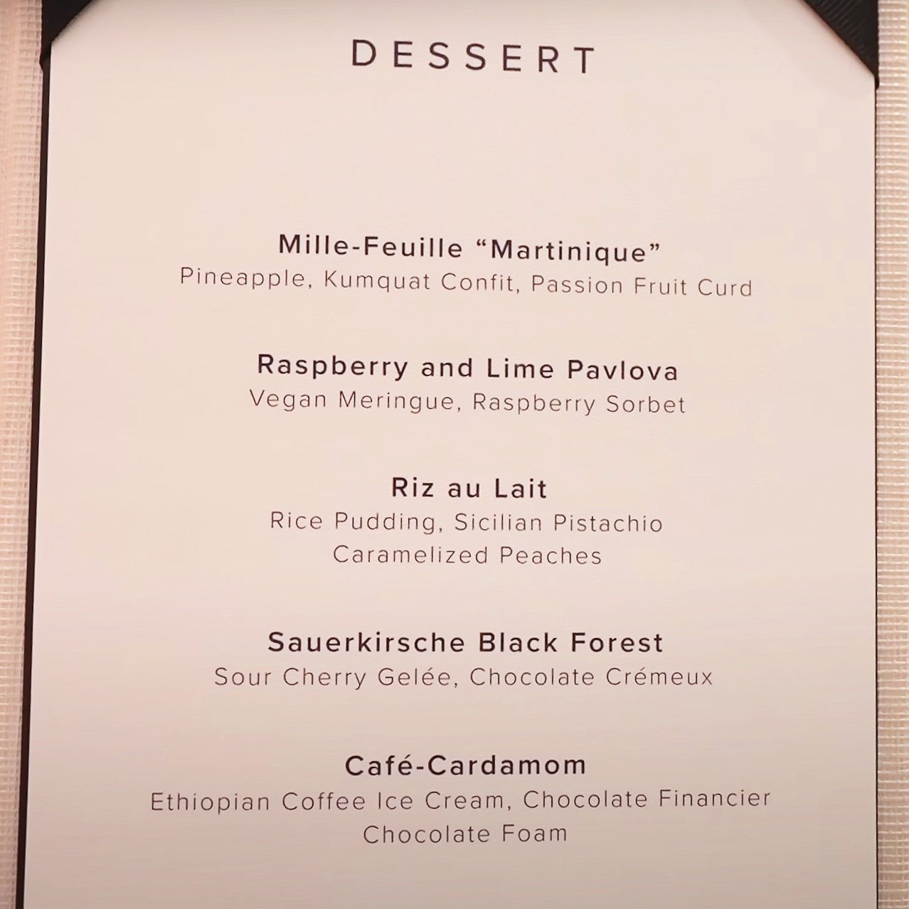  Dessert menu 