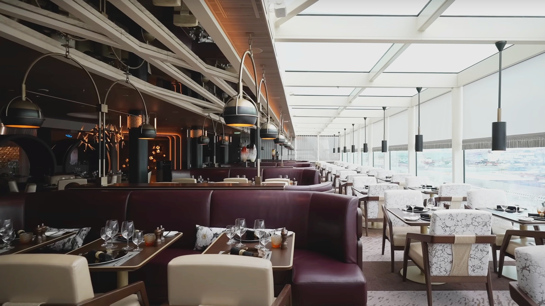 The all-glass section of the restaurant
