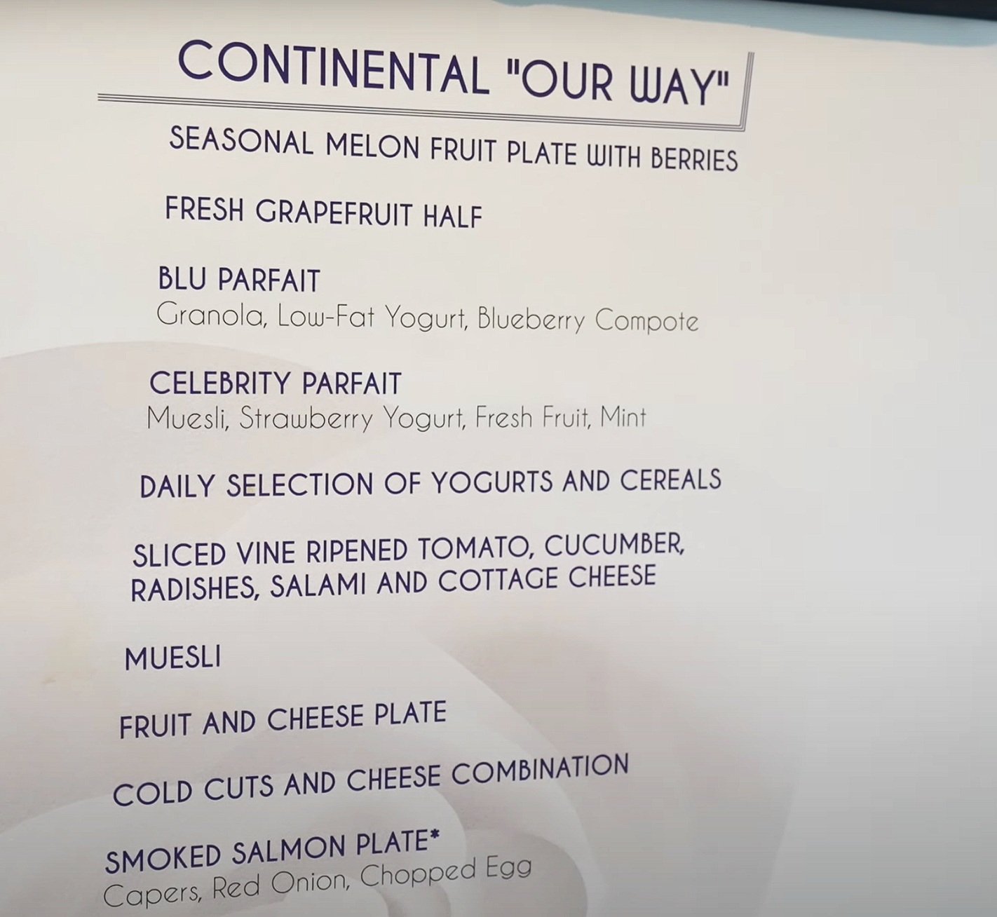  Some of the breakfast menu 