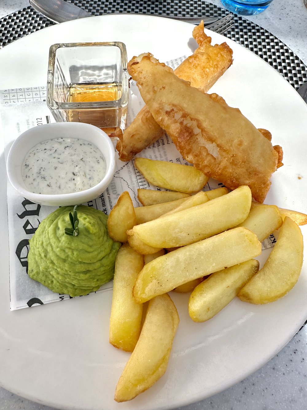 Delicious fish and chip lunch