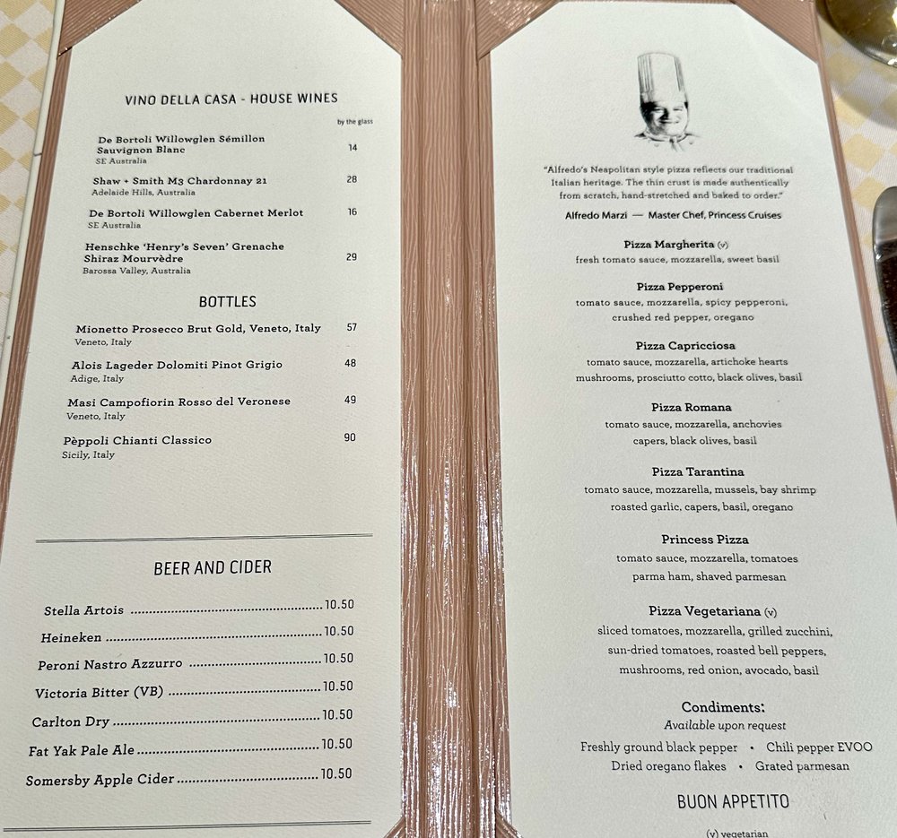 Sabatini's menu