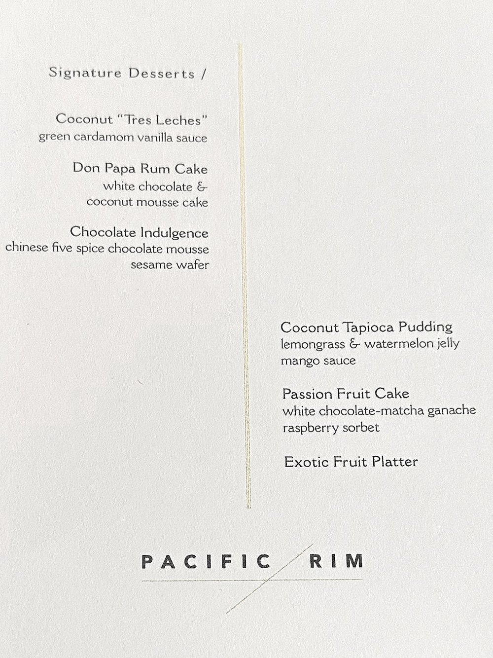 Pacific Rim desserts 