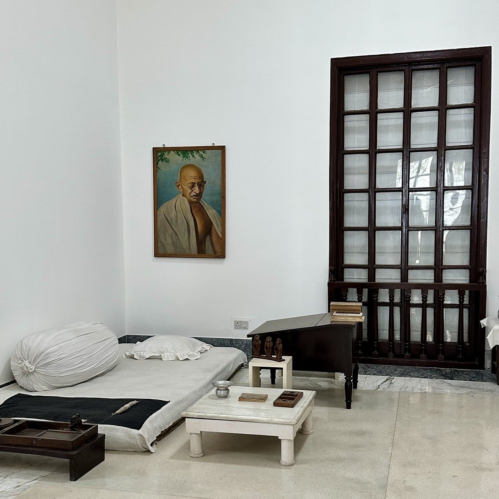 The humble bedroom of Mahatma Ghandi 