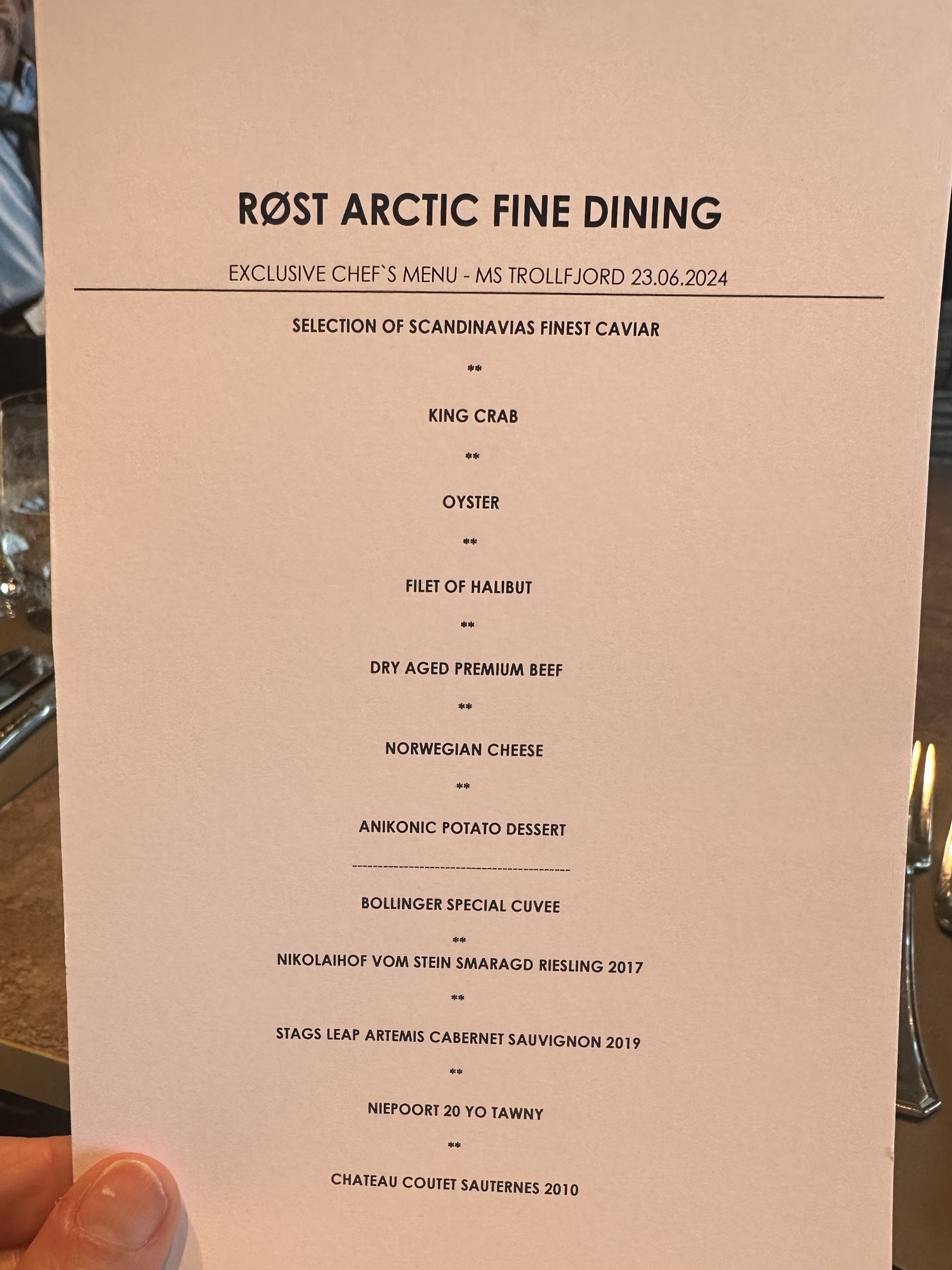 The menu
