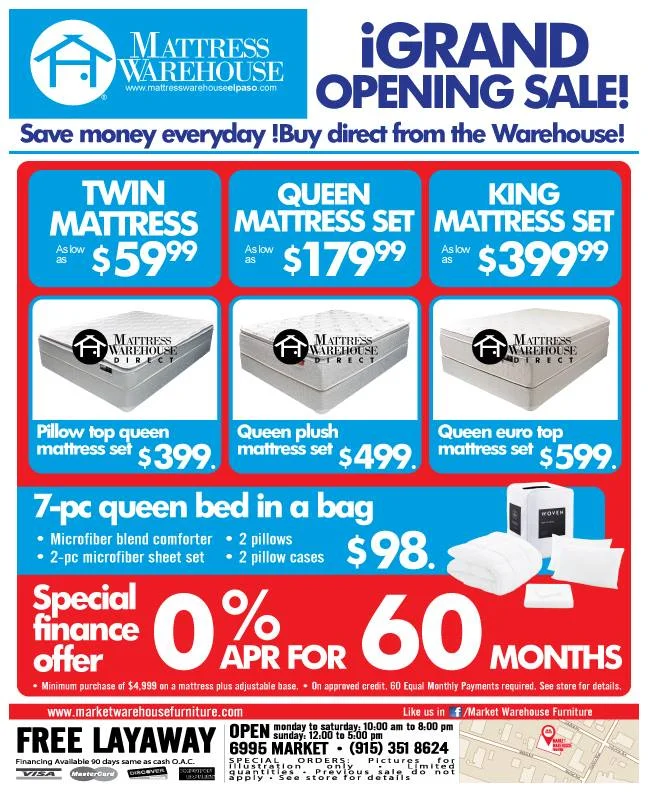 market warehouse list of mattresses in el paso texas