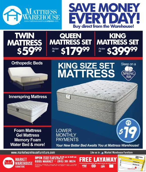 mattress warehouse selections and specials